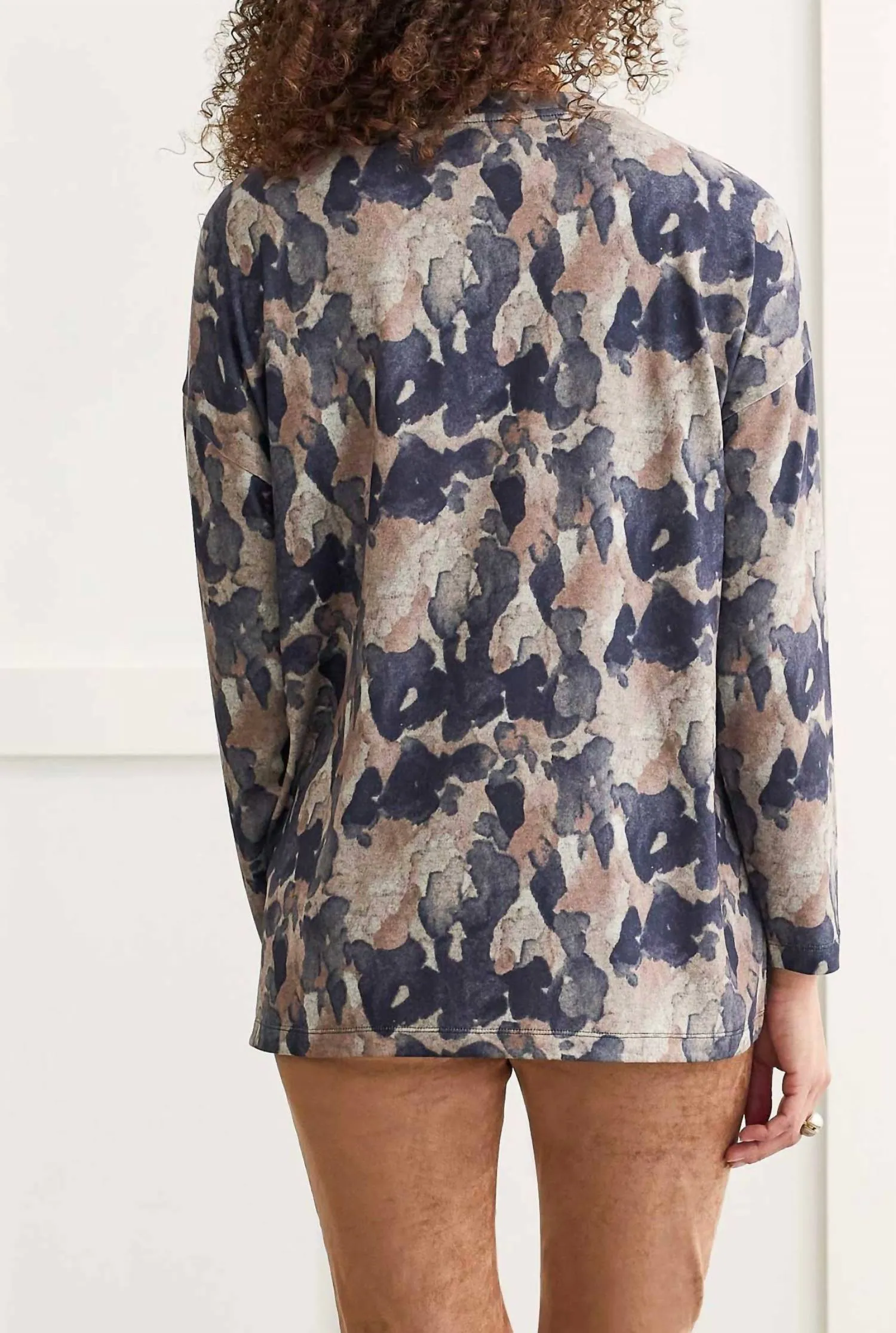 Printed Crew Neck Top In Nomad