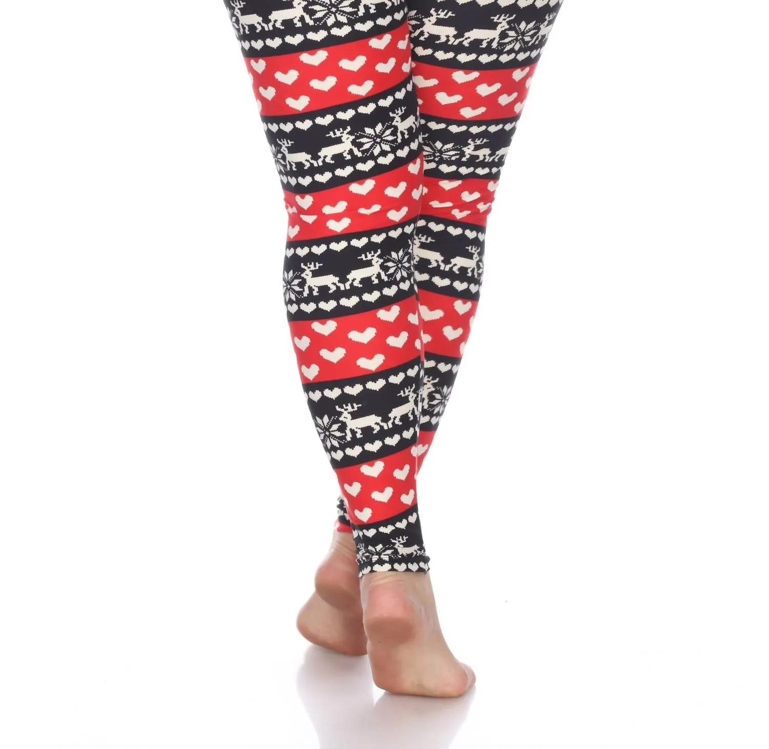 Printed Leggings - Plus In Red / White