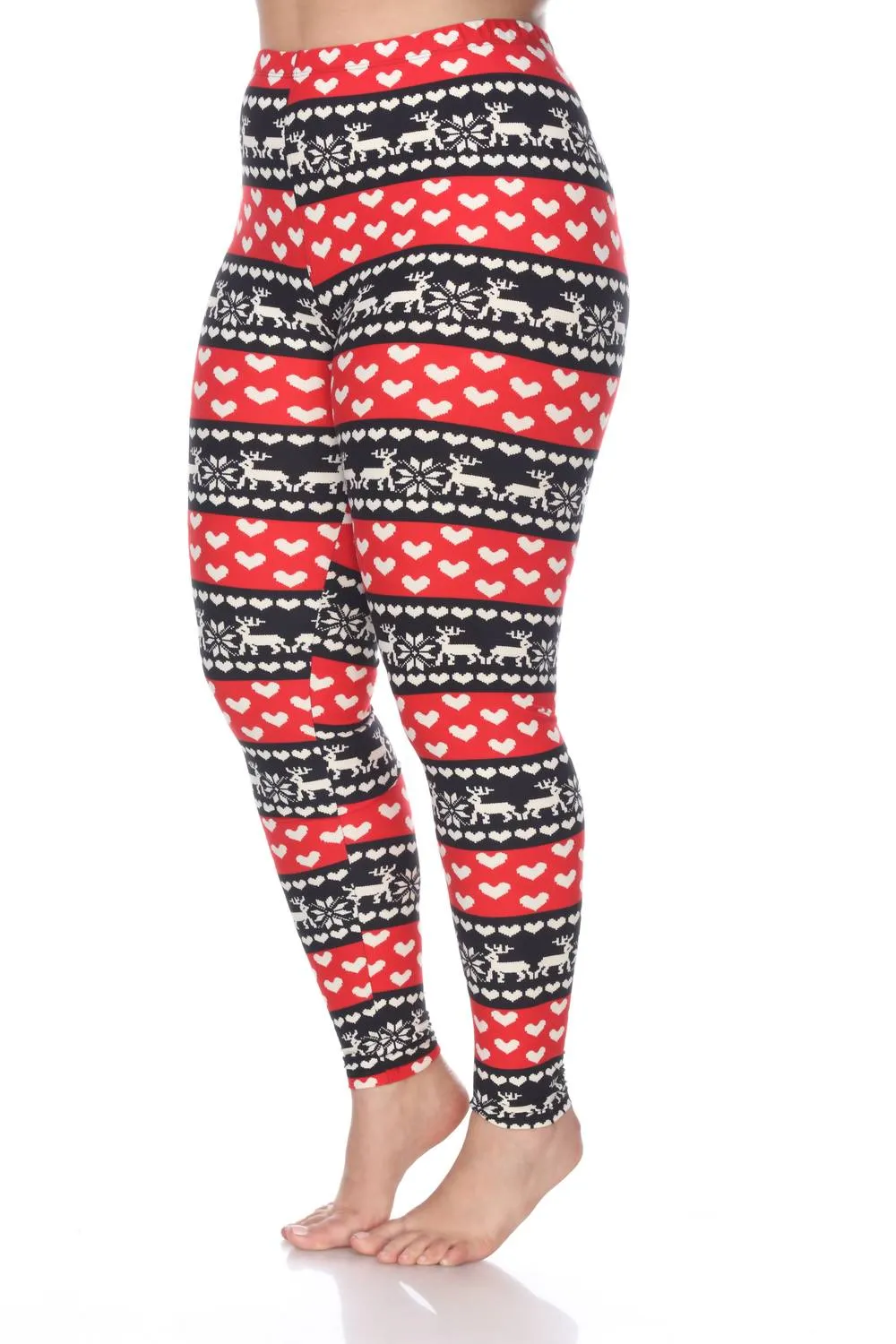 Printed Leggings - Plus In Red / White