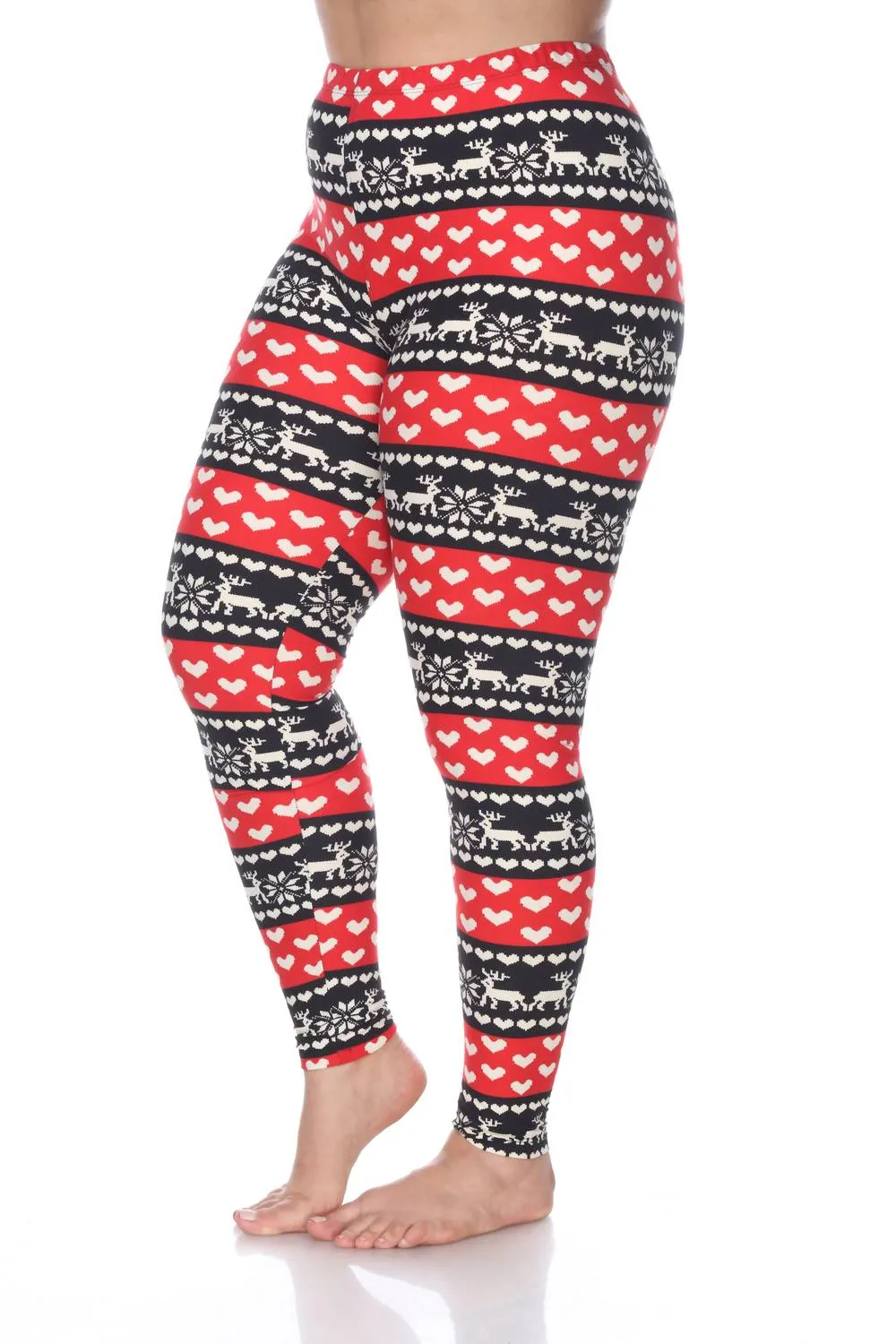 Printed Leggings - Plus In Red / White