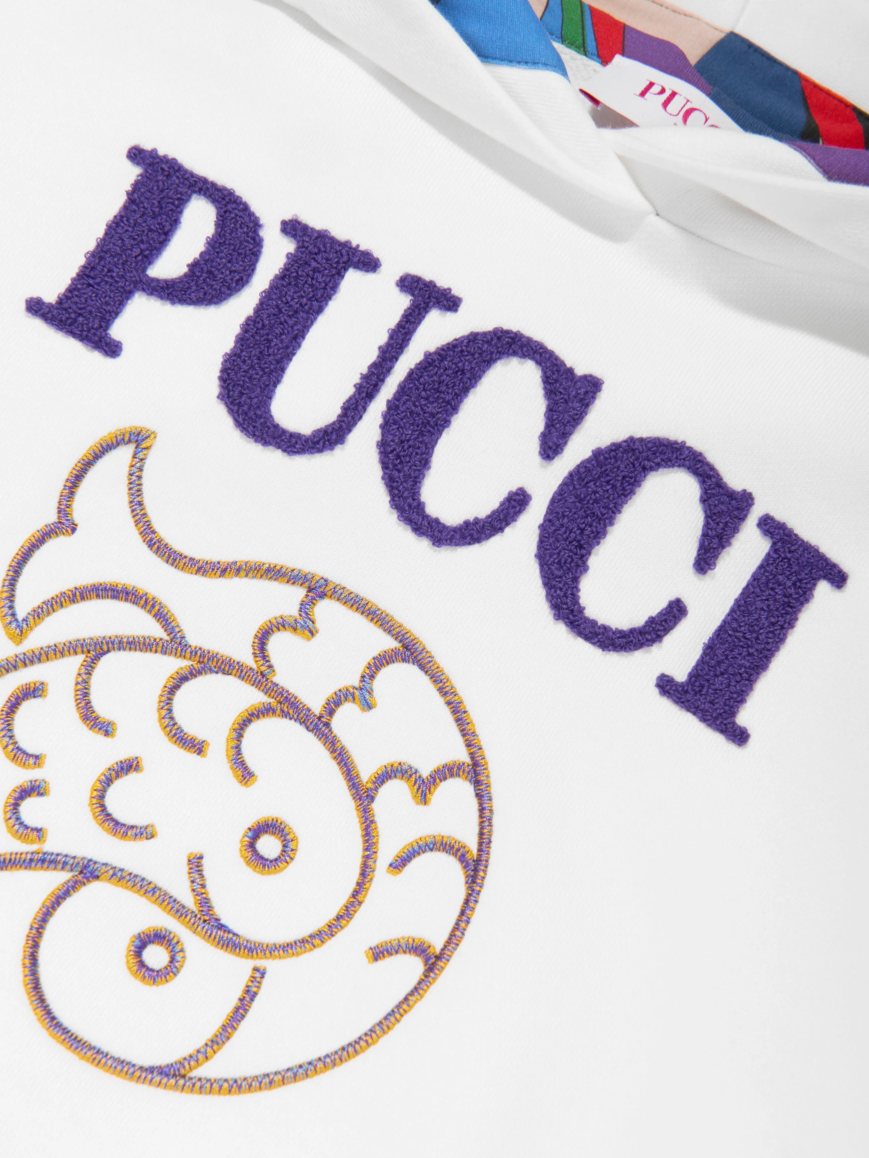 Pucci Girls Logo Hoodie in Ivory