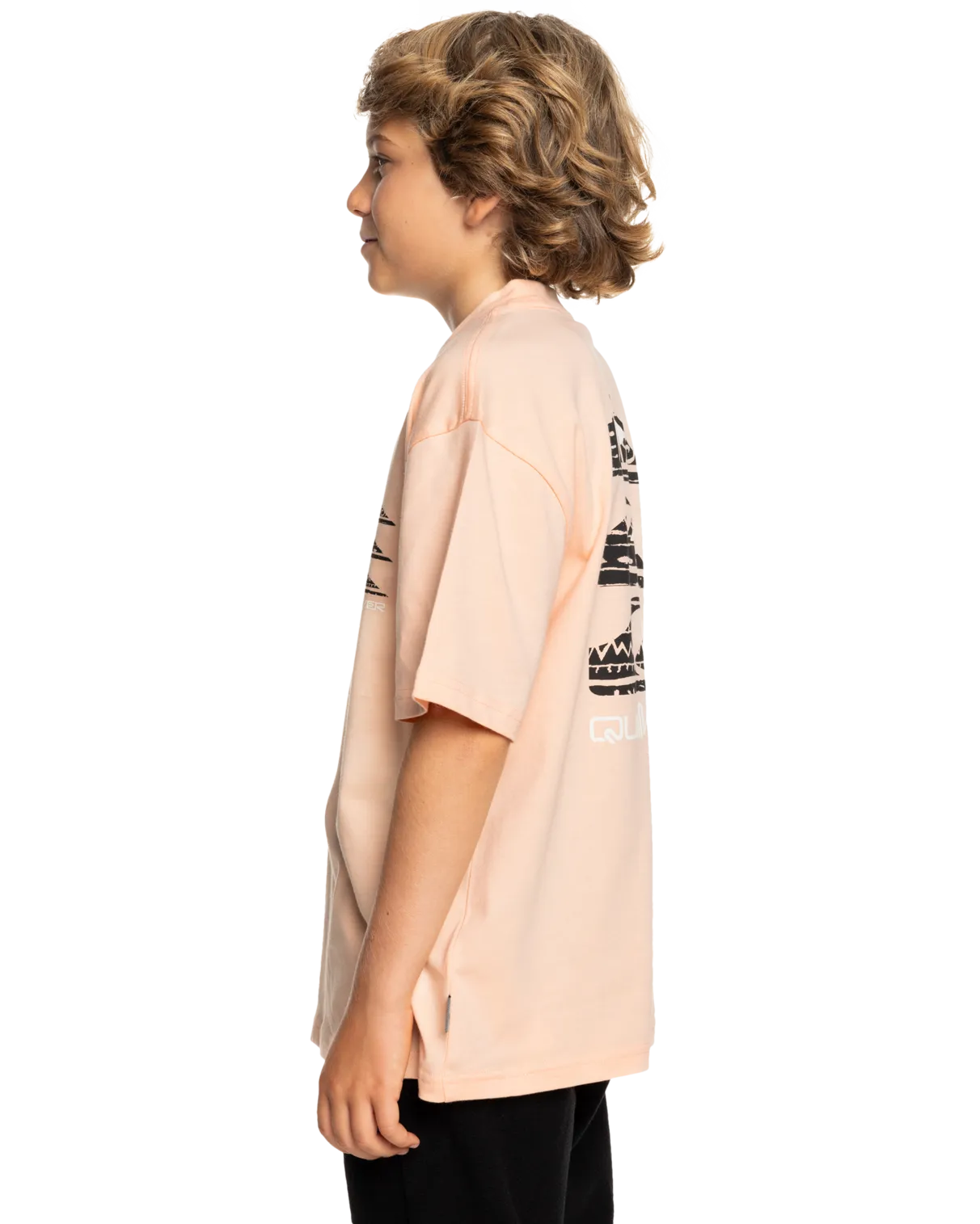 Quiksilver Clothing Boys Vertical Logos T-Shirt in Peach Parfait