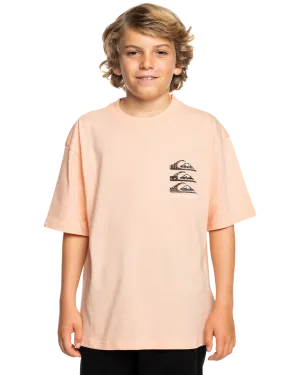 Quiksilver Clothing Boys Vertical Logos T-Shirt in Peach Parfait