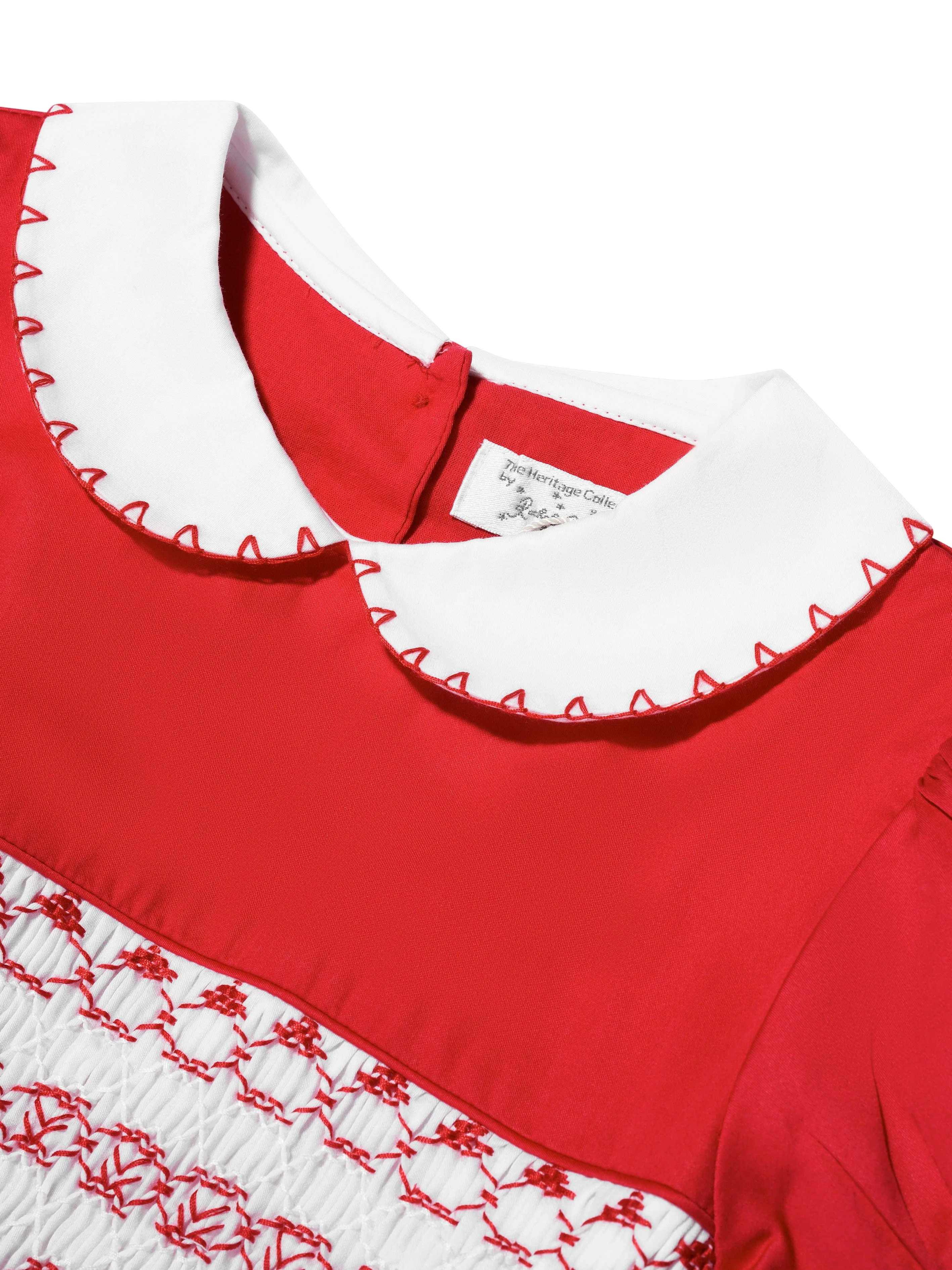 Rachel Riley Girls Classic Smocked Dress in Red