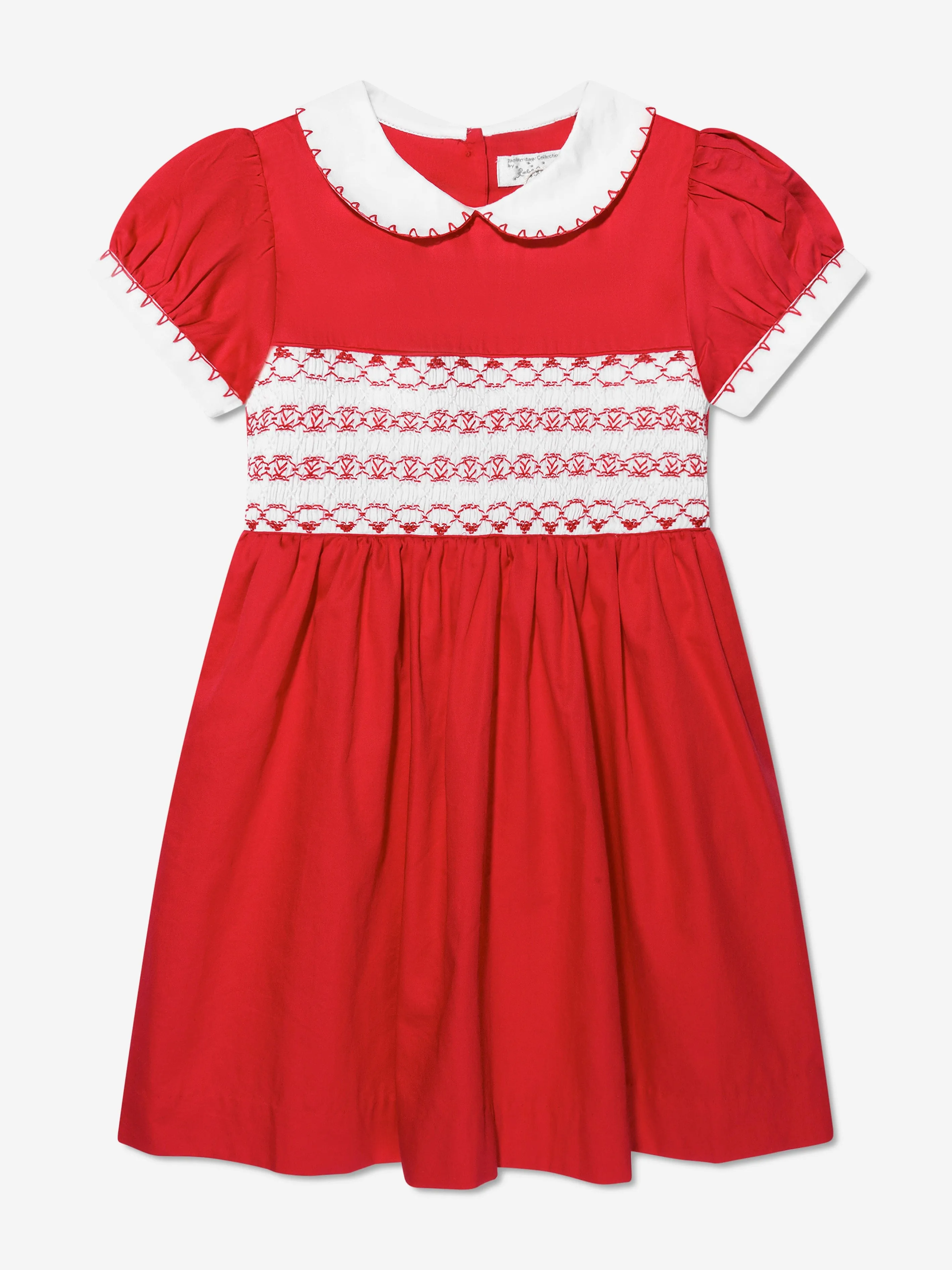 Rachel Riley Girls Classic Smocked Dress in Red