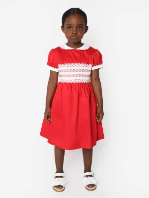 Rachel Riley Girls Classic Smocked Dress in Red