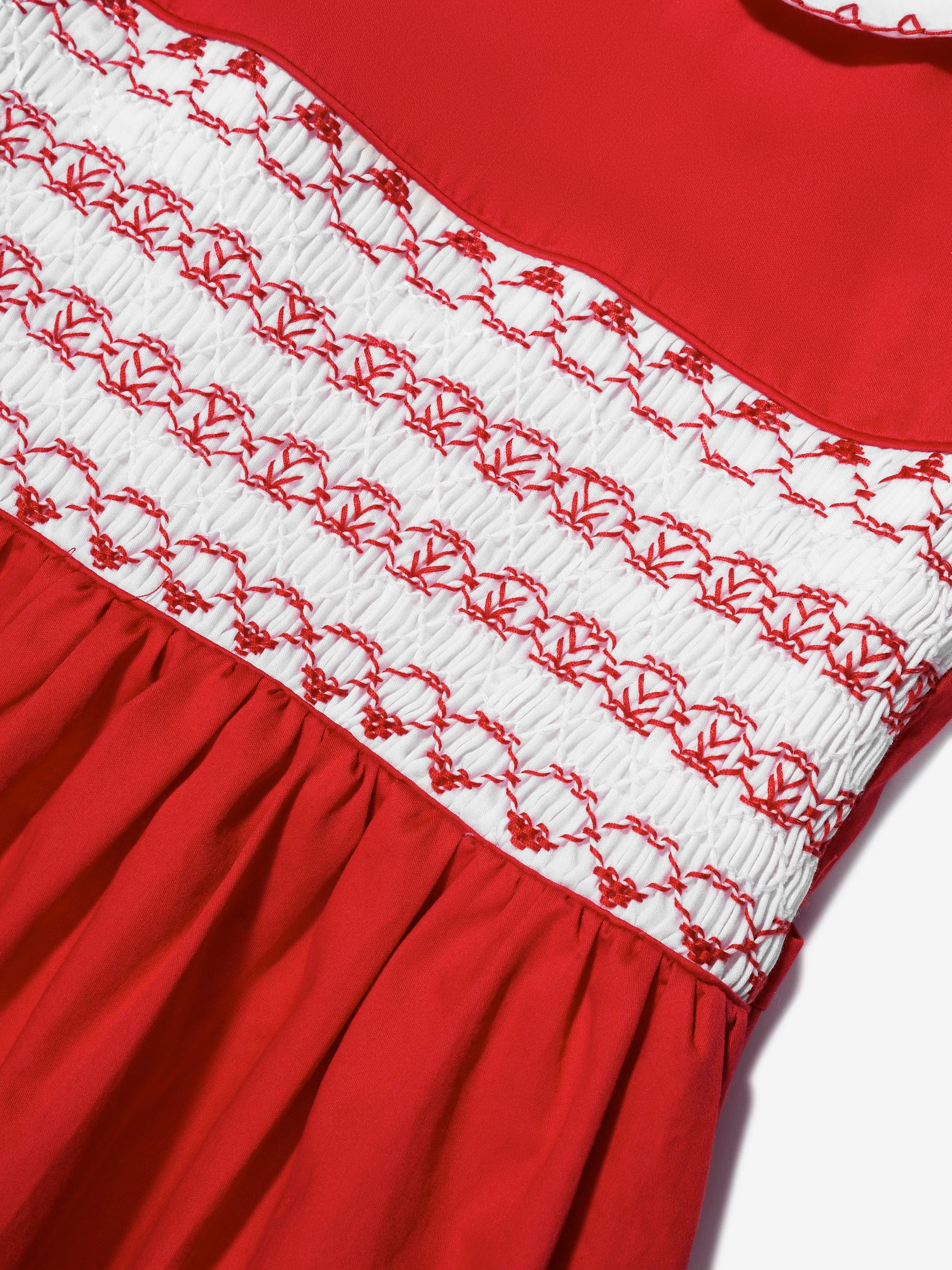 Rachel Riley Girls Classic Smocked Dress in Red