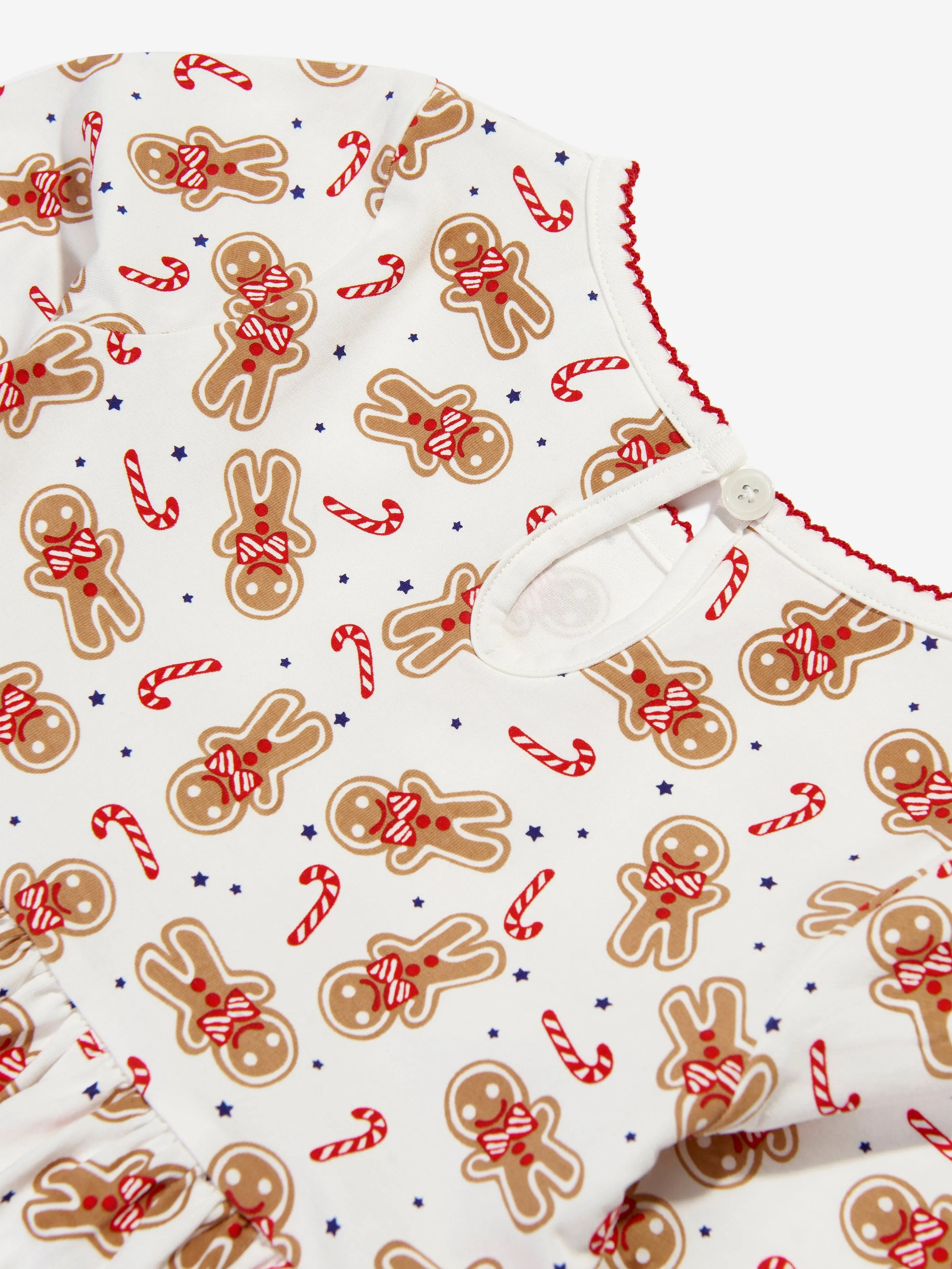 Rachel Riley Girls Gingerbread Jersey Dress in White