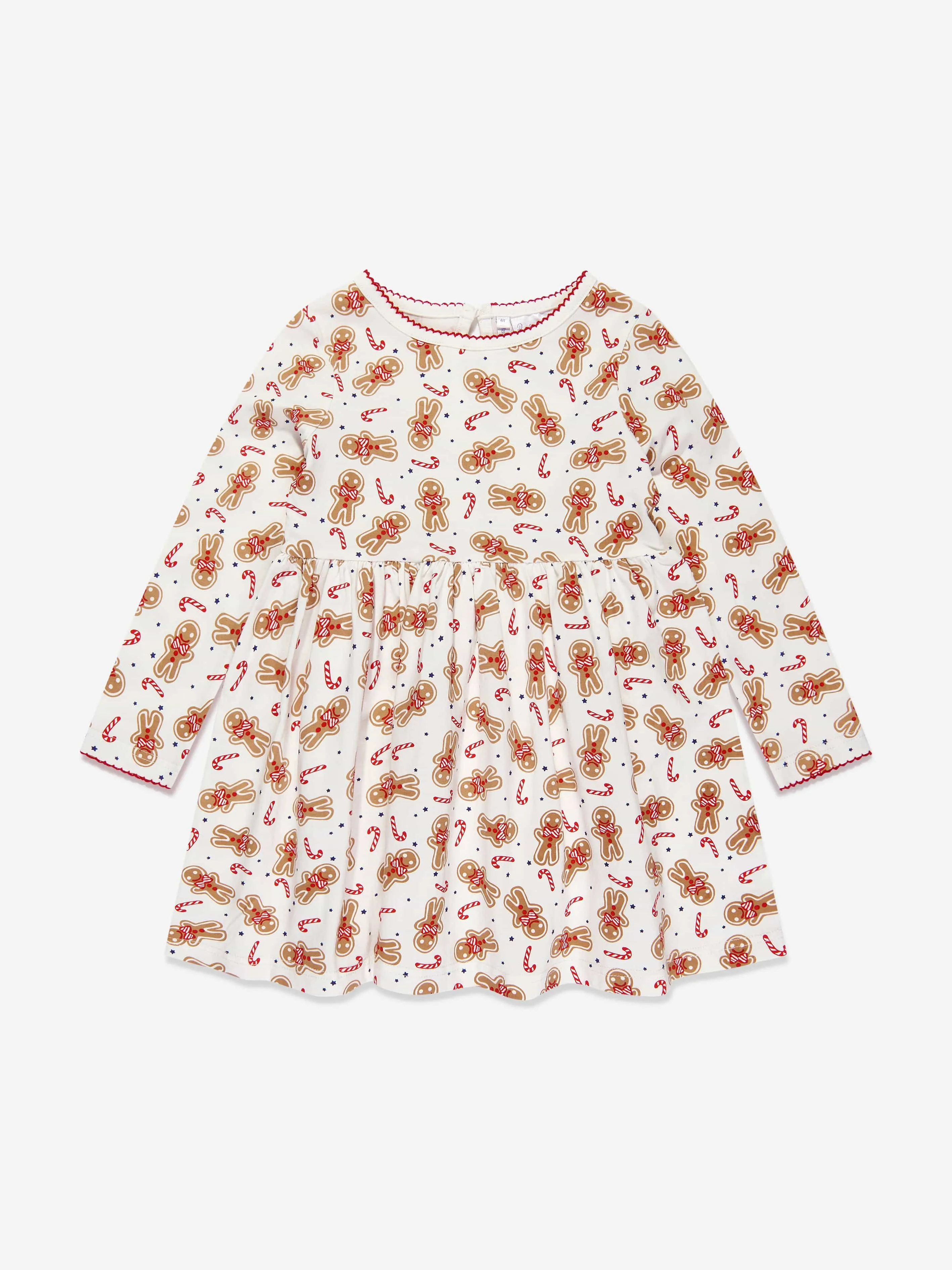 Rachel Riley Girls Gingerbread Jersey Dress in White