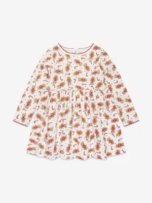 Rachel Riley Girls Gingerbread Jersey Dress in White