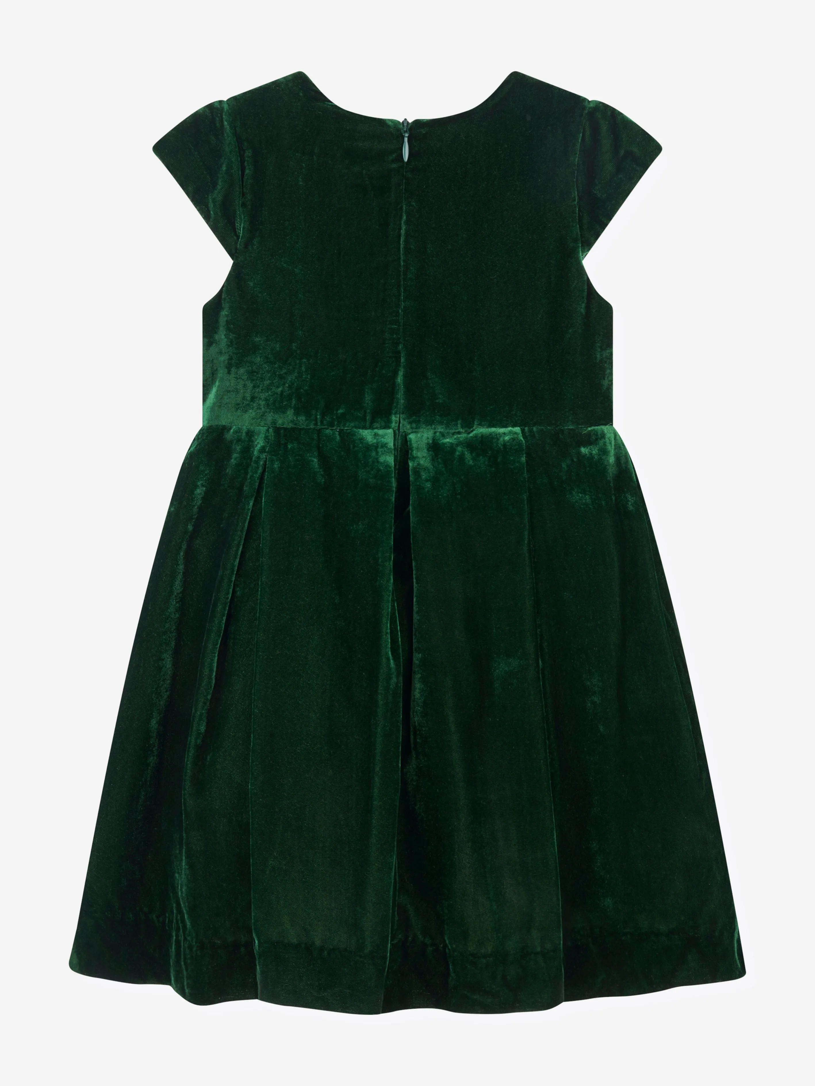 Rachel Riley Girls Tartan Bow Velvet Dress in Green