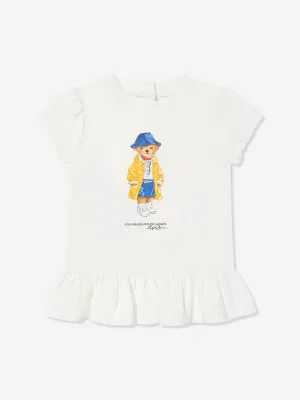 Ralph Lauren Baby Girls Polo Bear Peplum T-Shirt in White