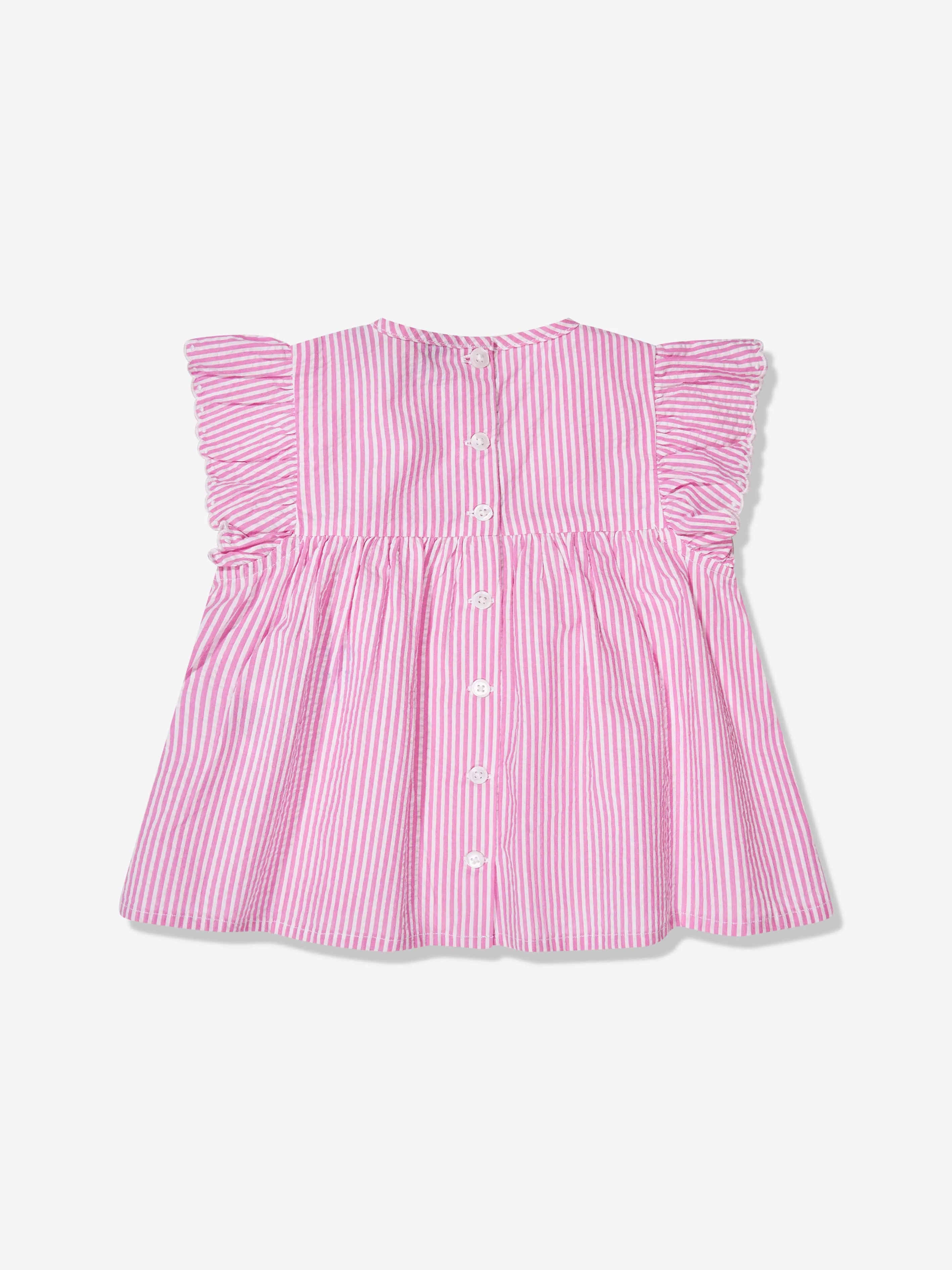 Ralph Lauren Girls Striped Blouse in Pink