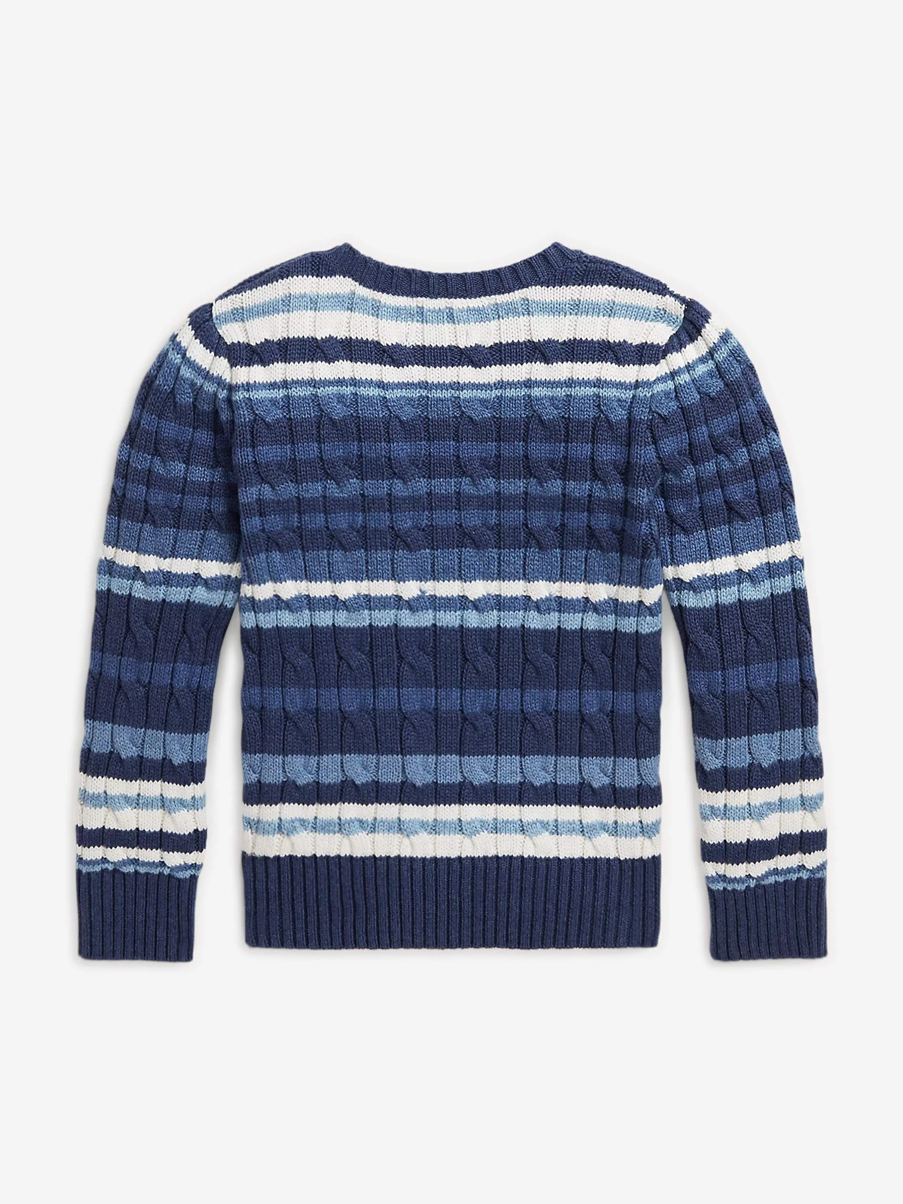 Ralph Lauren Girls Striped Logo Jumper in Blue
