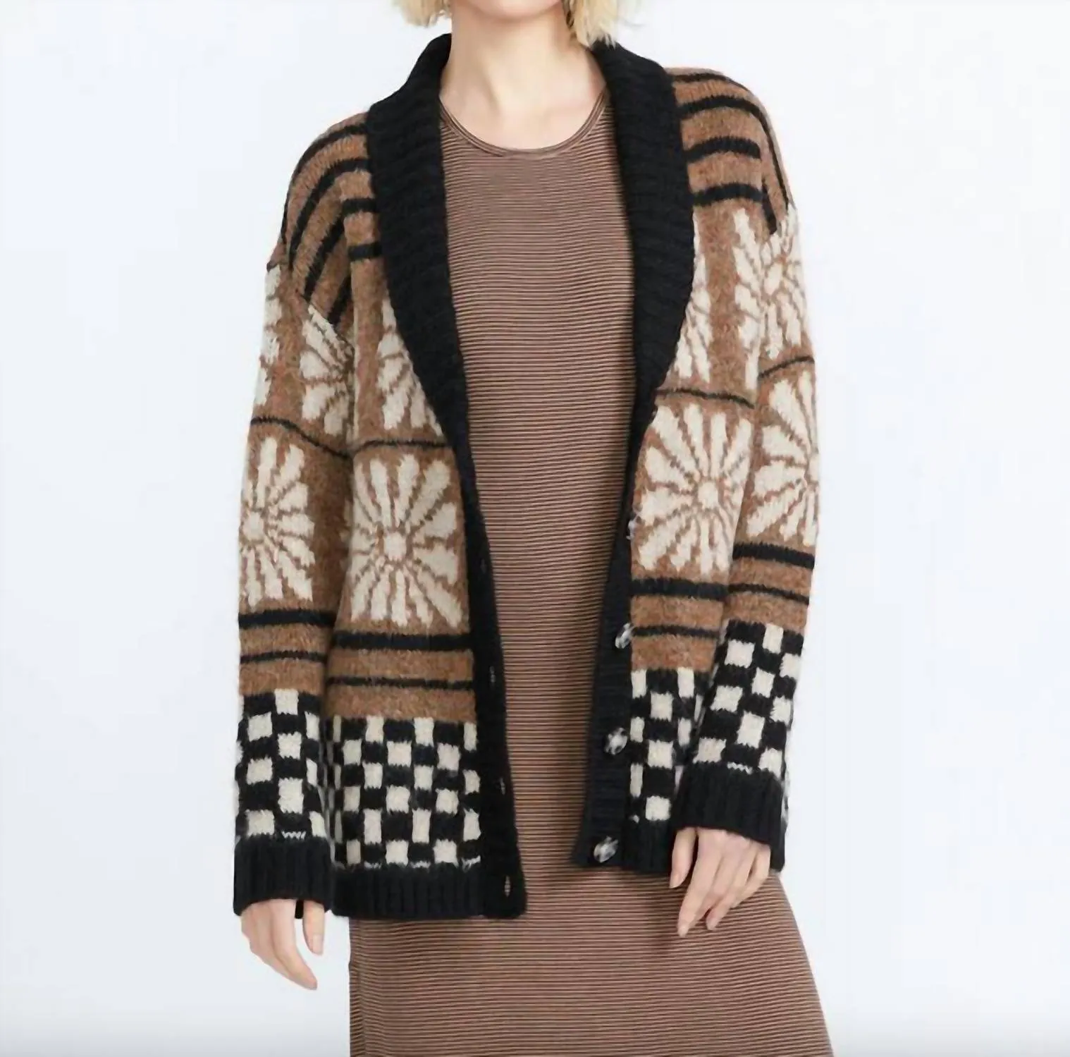 Rent Free Cardigan In Vintage Brown