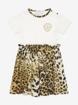 Roberto Cavalli Girls Silk and Jersey Jaguar in White
