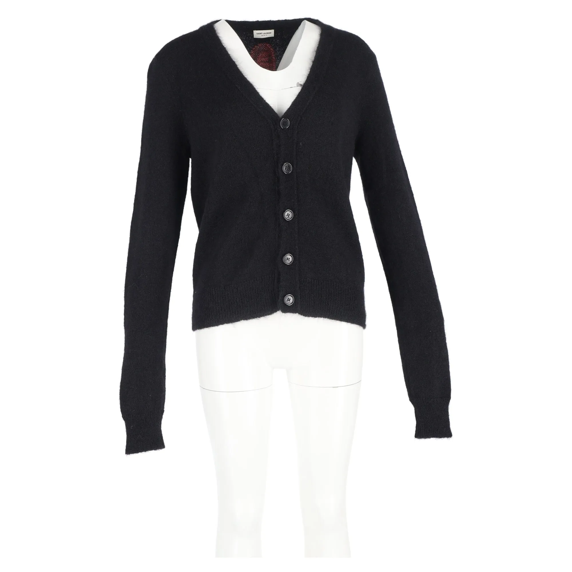 Saint Laurent Flamingo Cardigan in Black Mohair