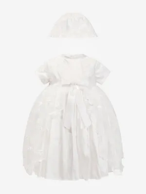 Sarah Louise Baby Girls Christening Dress And Bonnet in Ivory