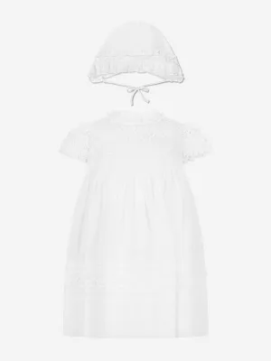 Sarah Louise Baby Girls Dress And Bonnet in Ivory
