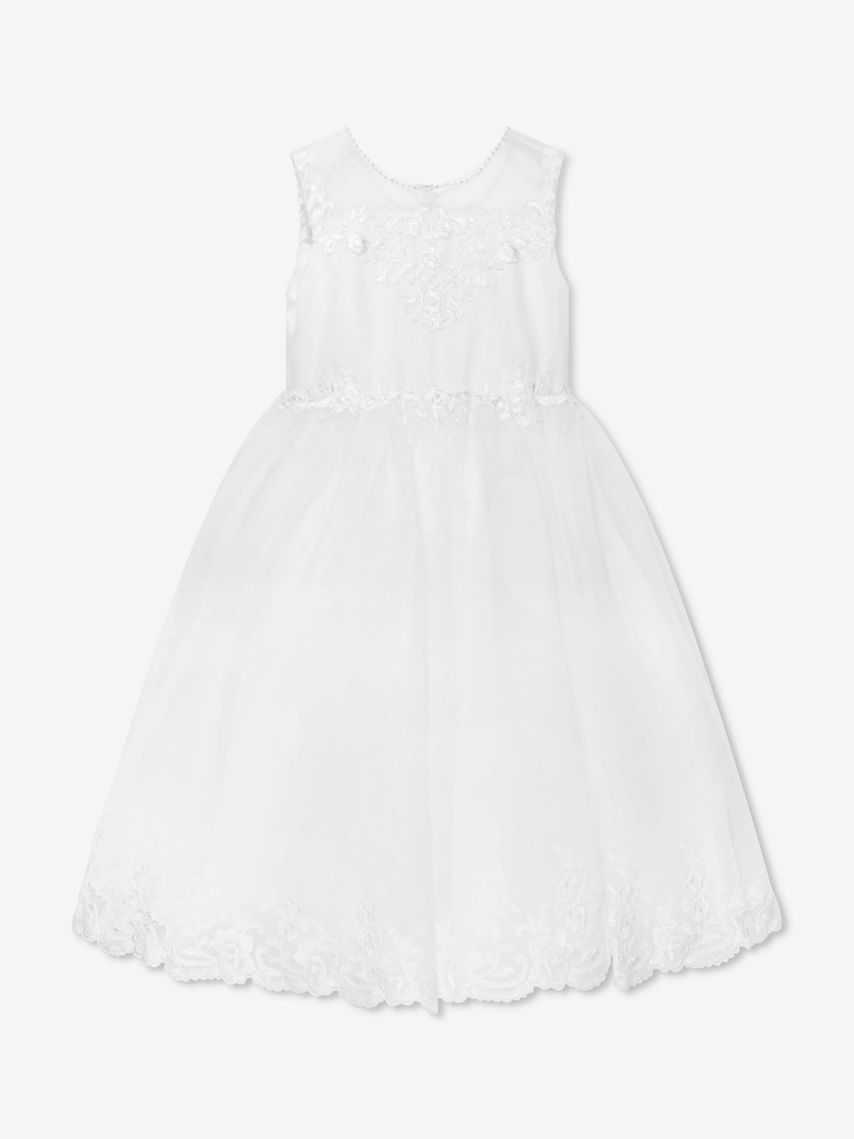 Sarah Louise Girls Ceremonial Ballerina Length Dress in Ivory