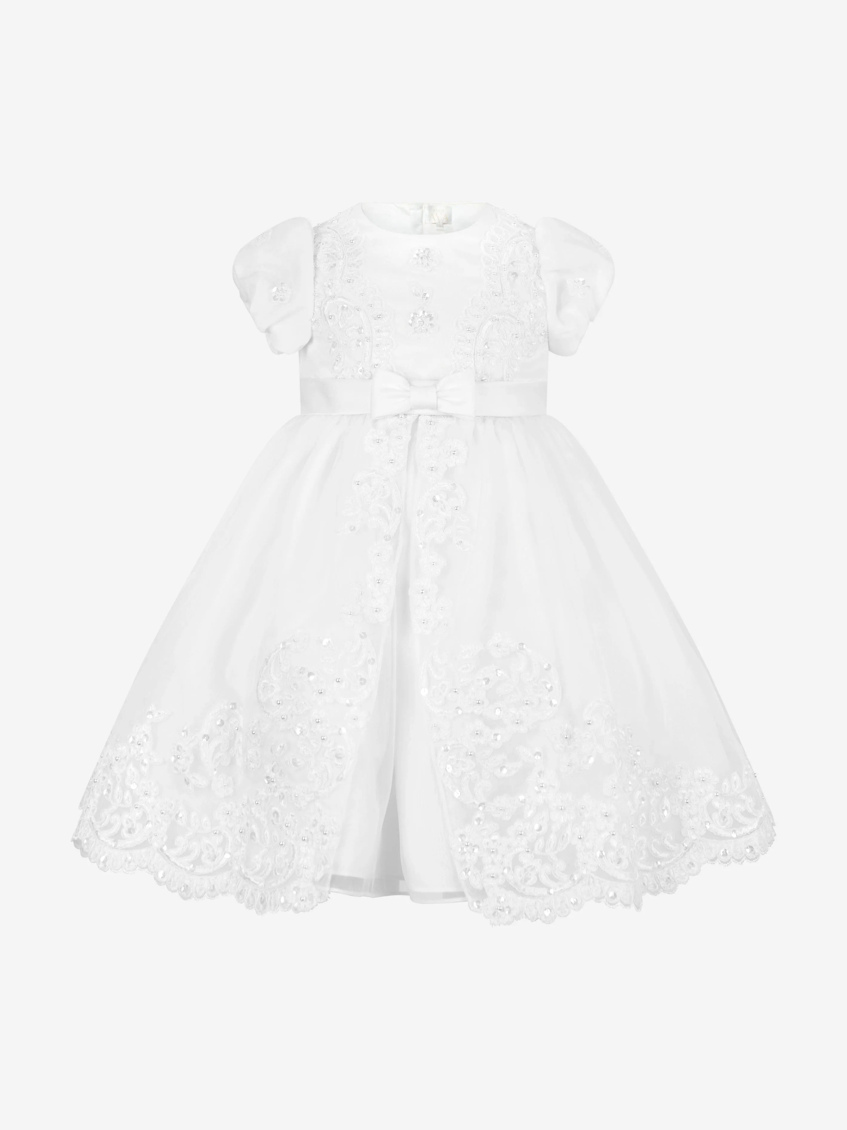 Sarah Louise Girls Ceremonial Ballerina Length Dress in White
