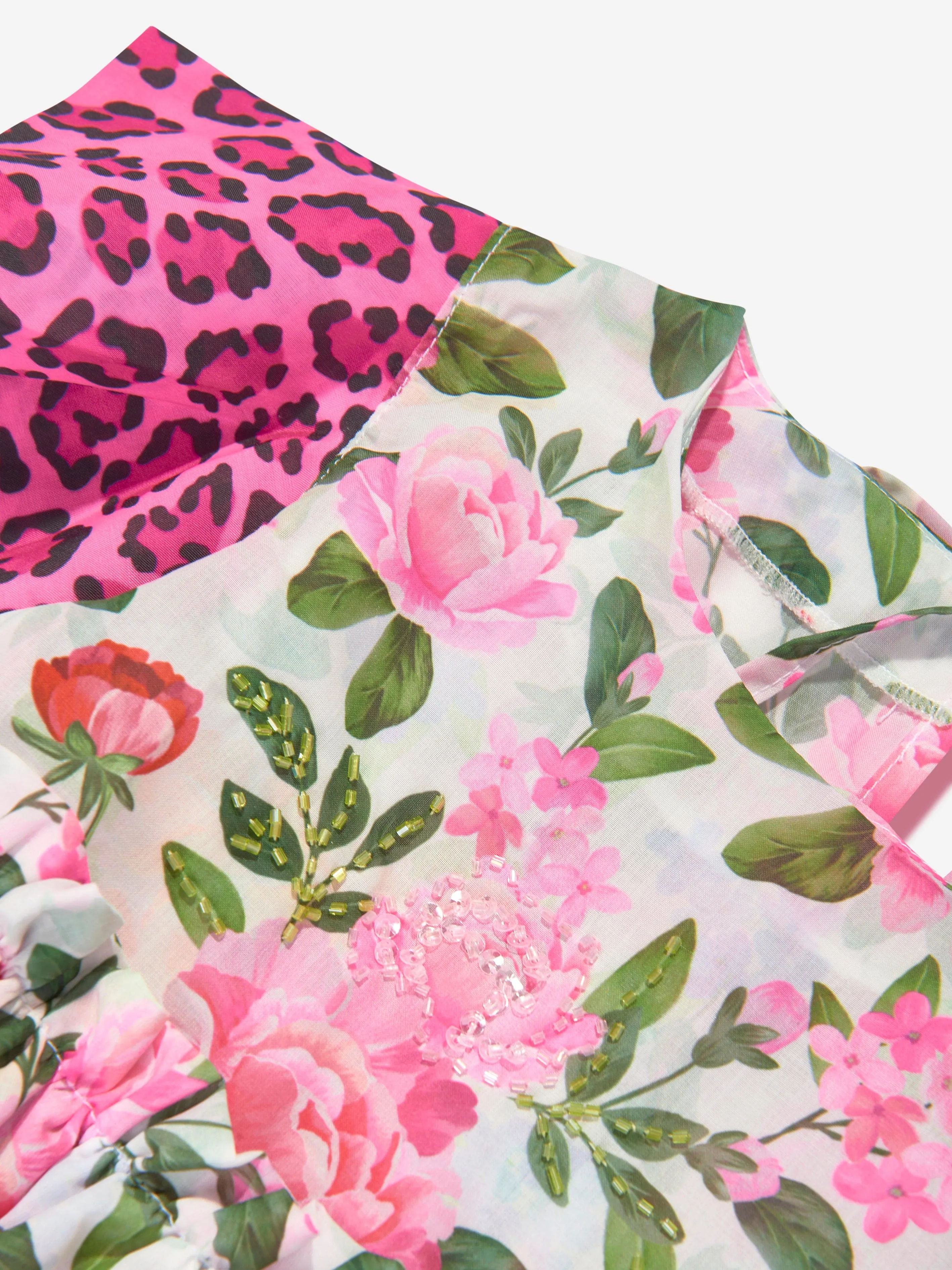 Selini Action Girls Floral And Leopard Dress in Multicolour