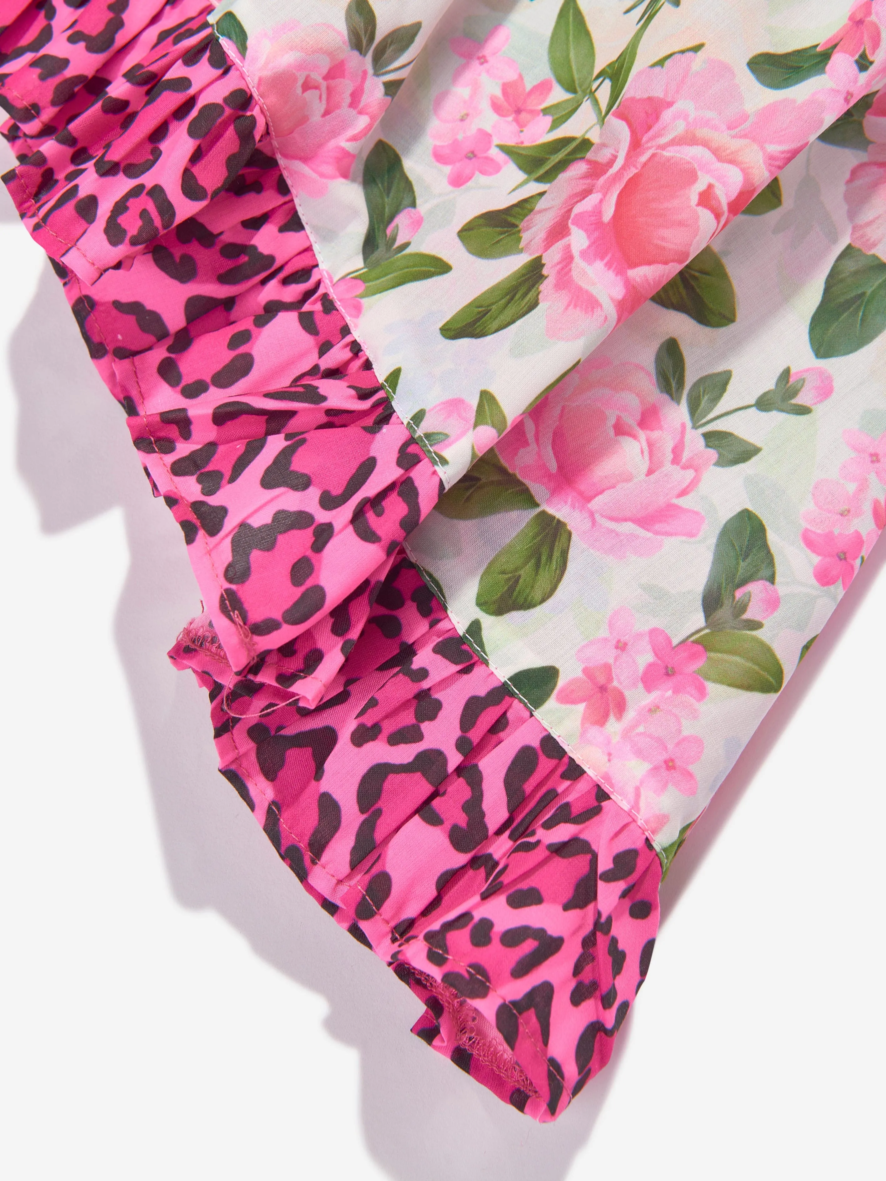 Selini Action Girls Floral And Leopard Dress in Multicolour