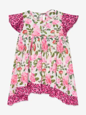 Selini Action Girls Floral And Leopard Dress in Multicolour