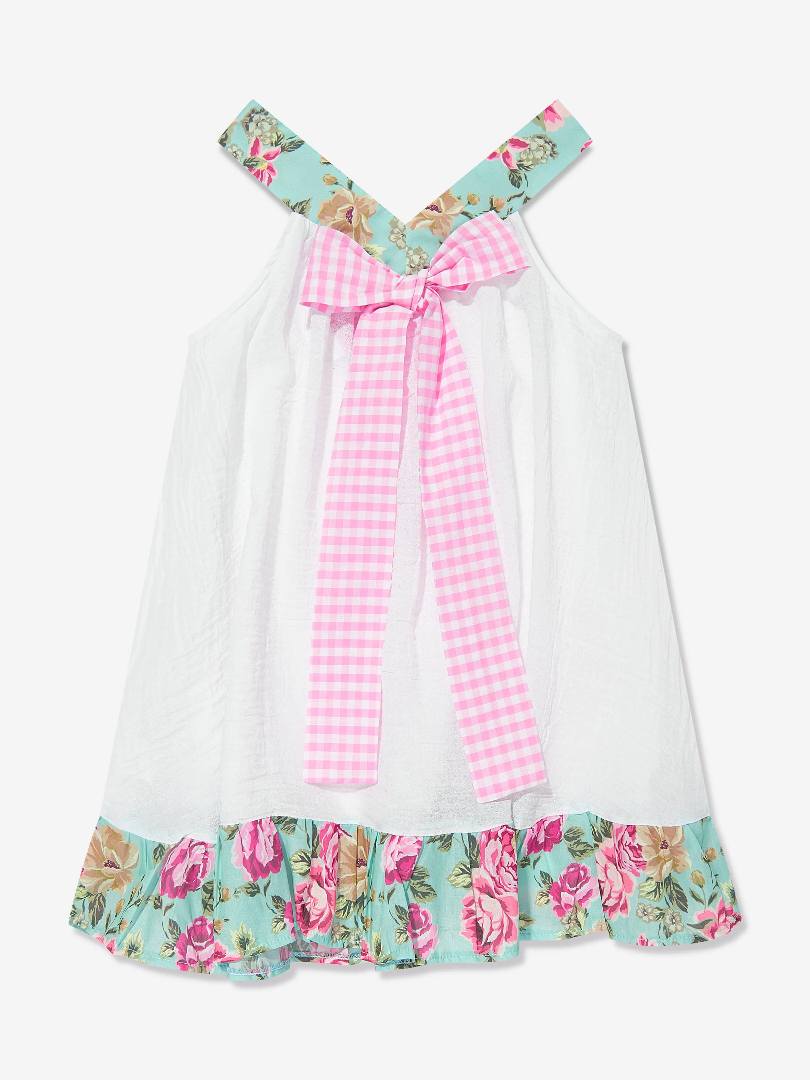 Selini Action Girls Floral Beach Dress in White