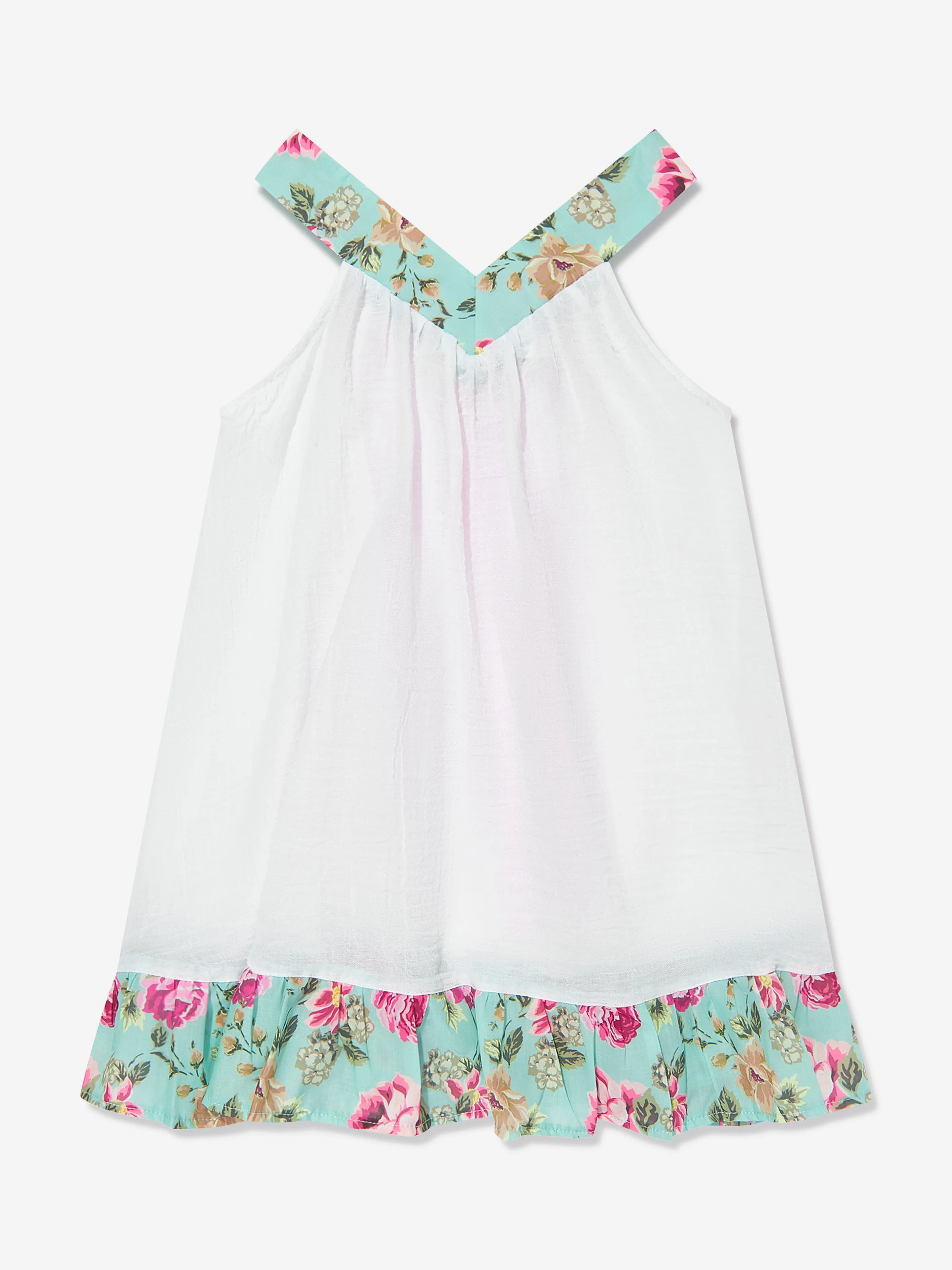 Selini Action Girls Floral Beach Dress in White