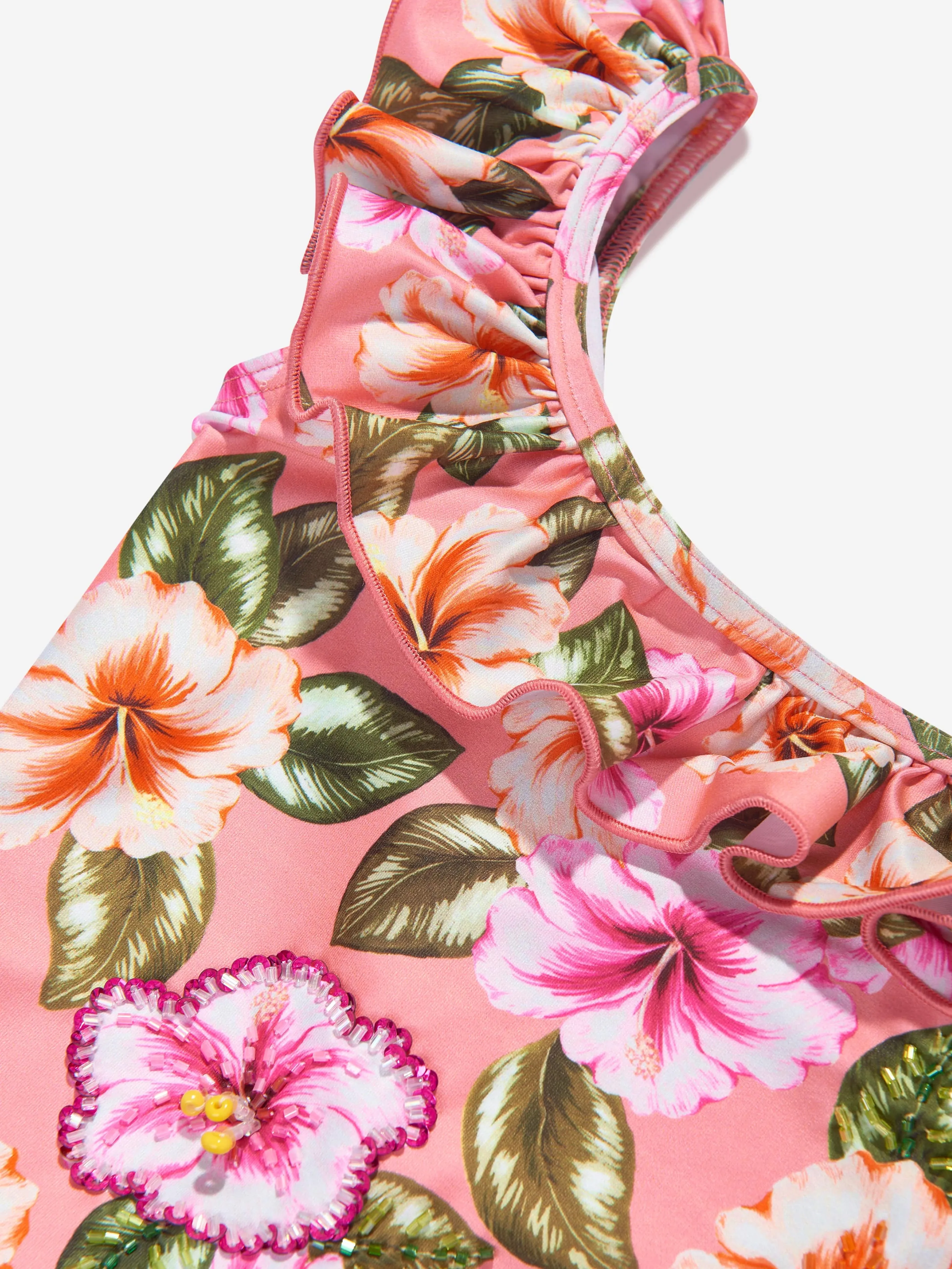 Selini Action Girls Floral Swimsuit in Pink
