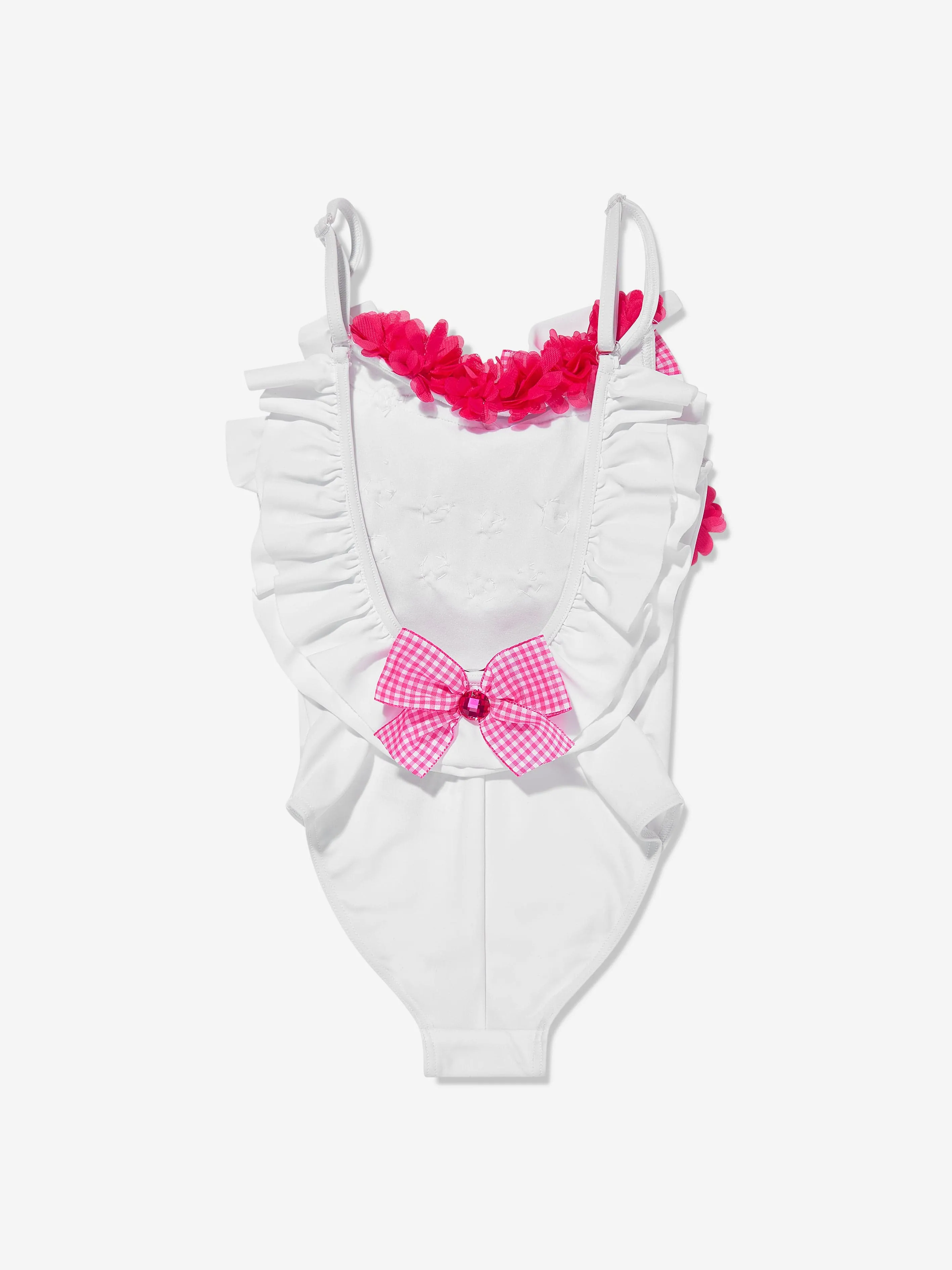 Selini Action Girls Flower and Bow Swimsuit in White