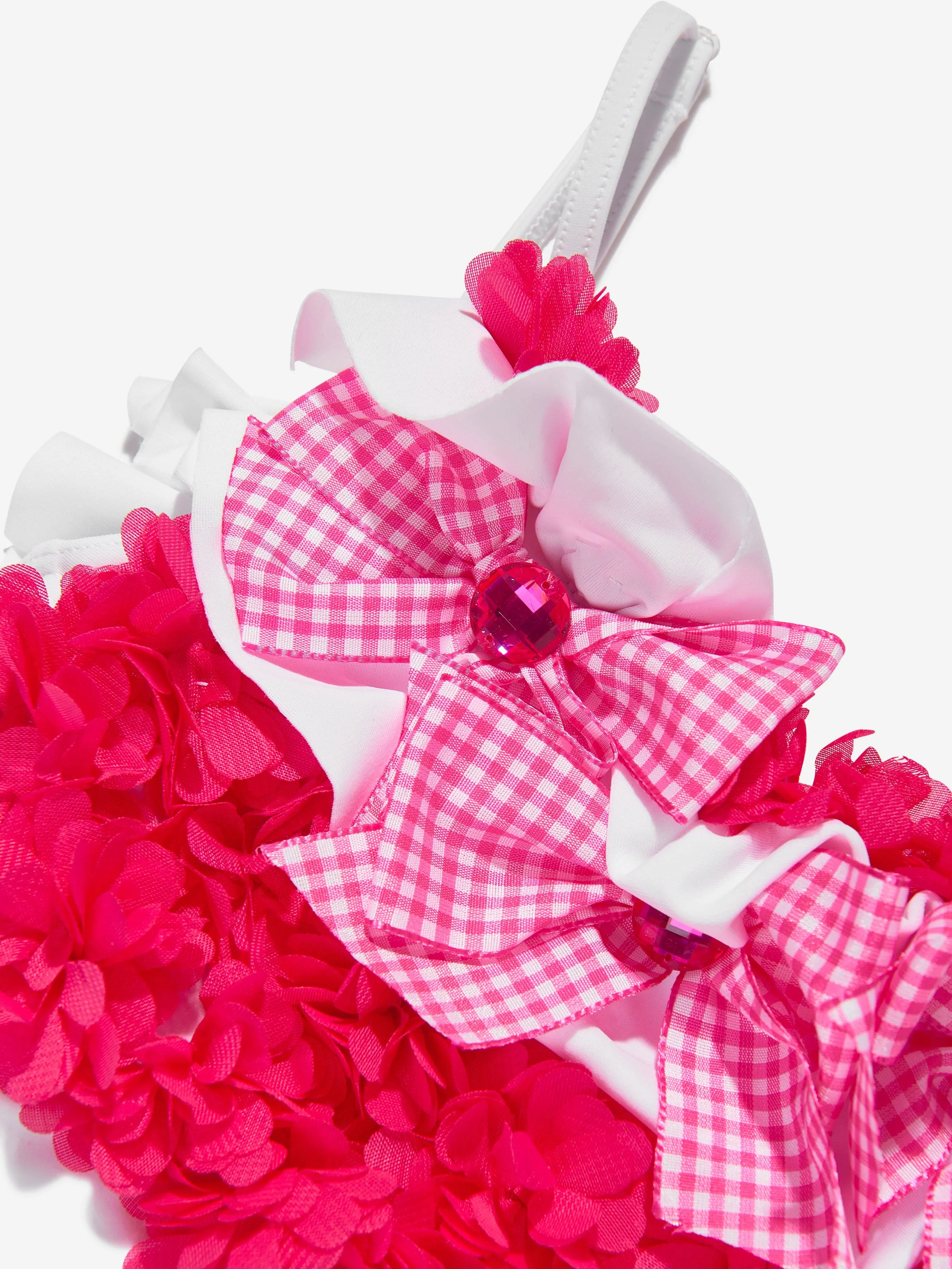 Selini Action Girls Flower and Bow Swimsuit in White