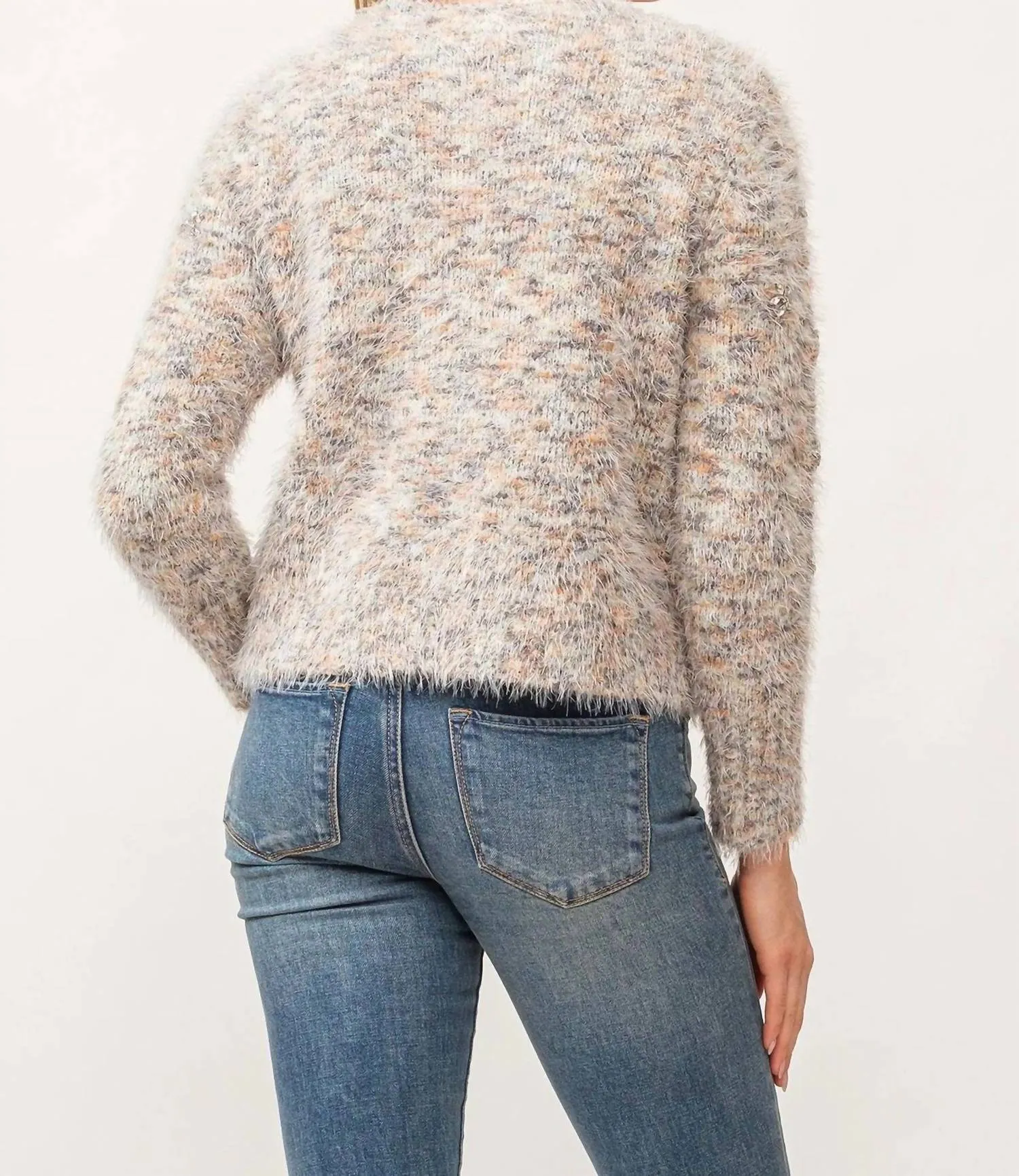 Serafina Fuzzy Cardigan In Snow Meadow
