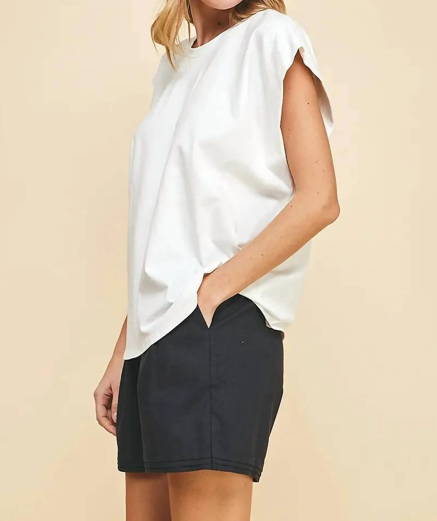 Sleeveless Knit Top In Off White