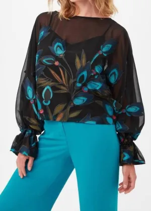 Soho Top In Turquoise/black