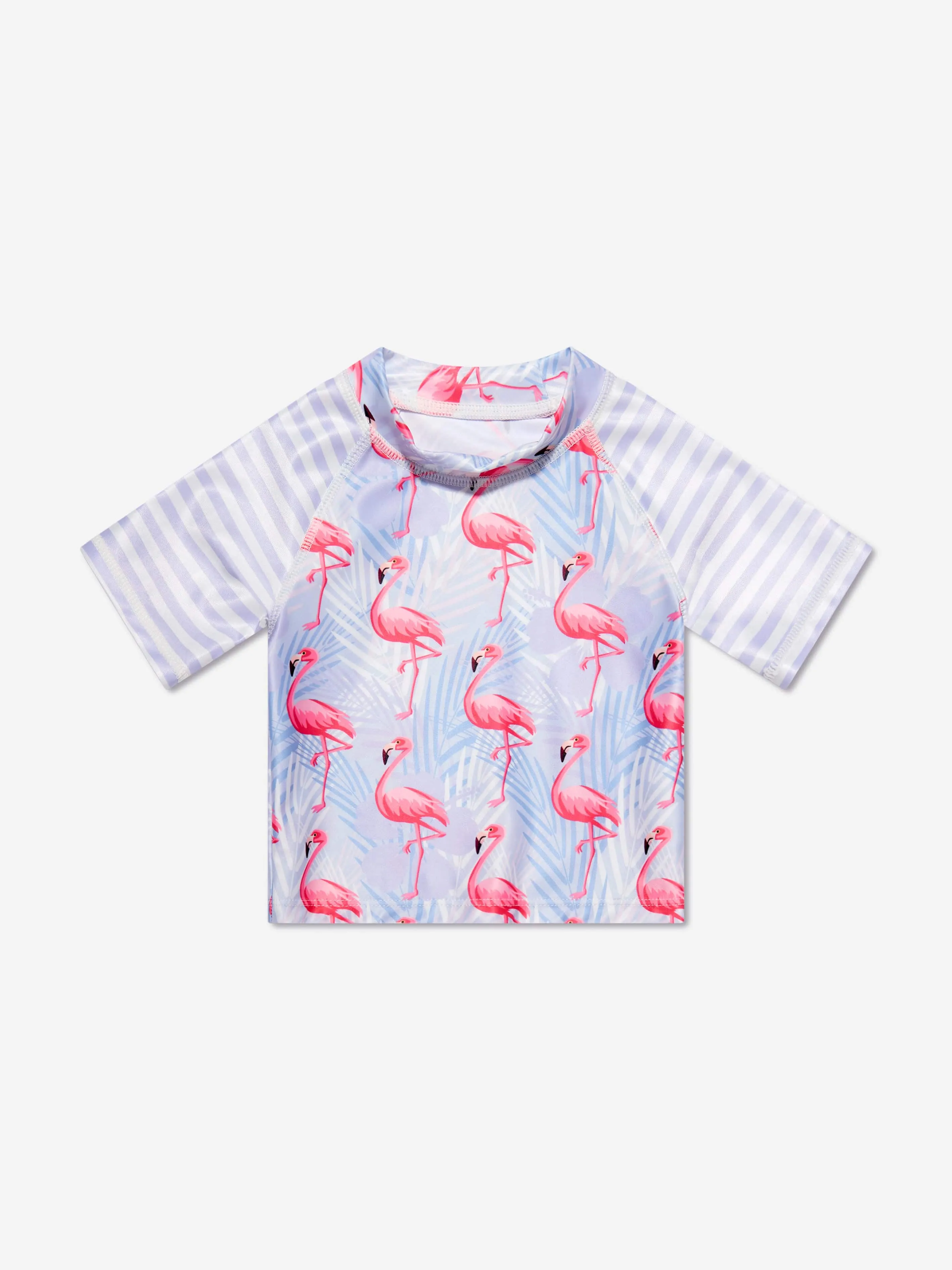 Soli Swim Baby Girls Flamingo Rash Guard and Shorts (UPF50 ) in Purple