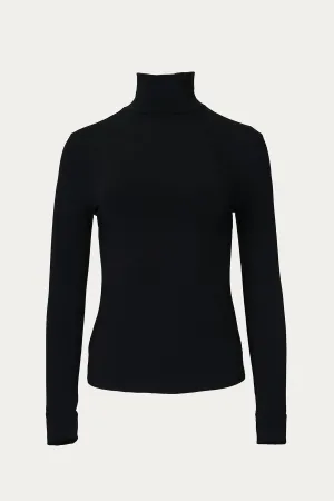 Stretch-Modal Jersey Turtleneck In Black