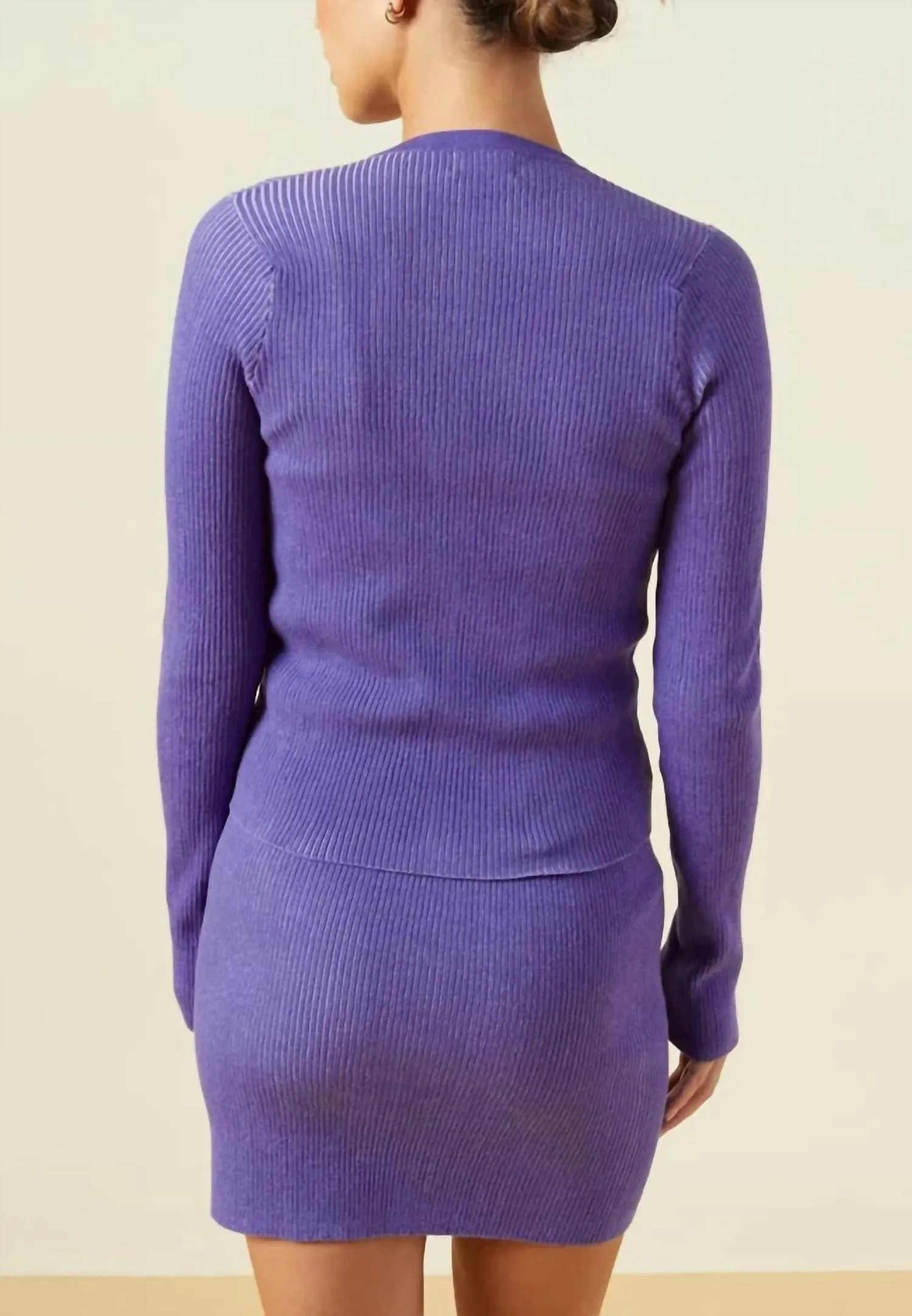 Sweater Rib Fitted Cardigan In Aster Purple