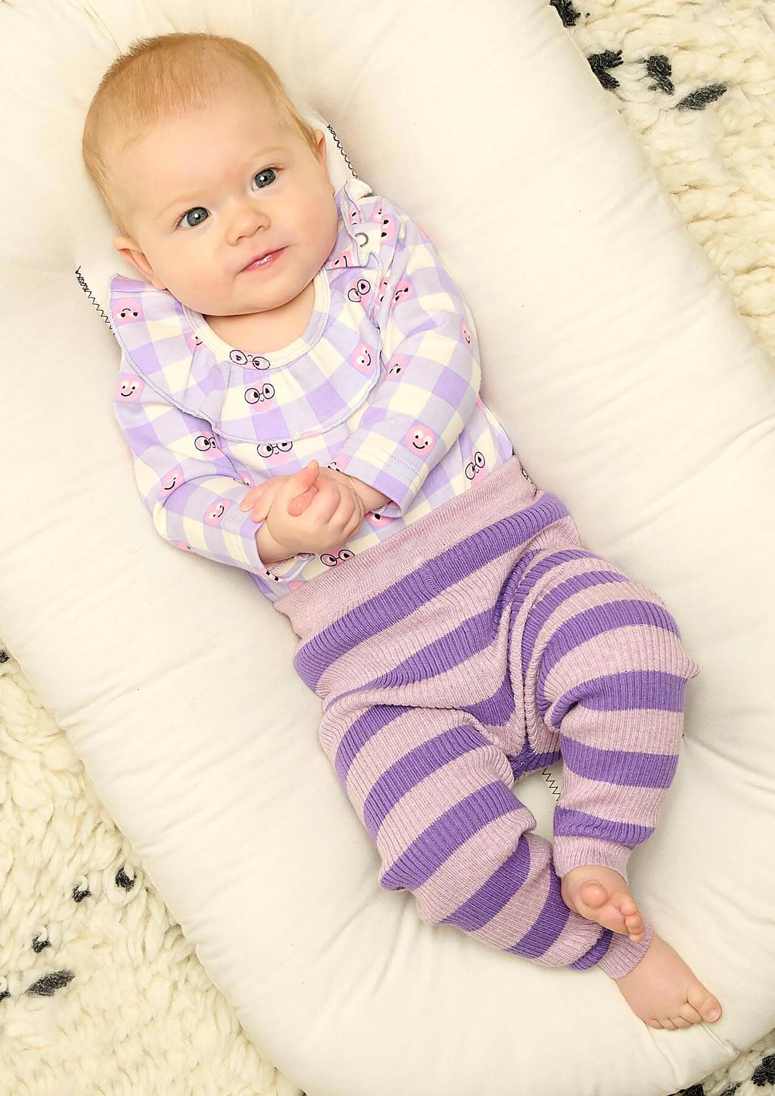 The Bonnie Mob Baby Girls Cashmere Knit Leggings in Purple