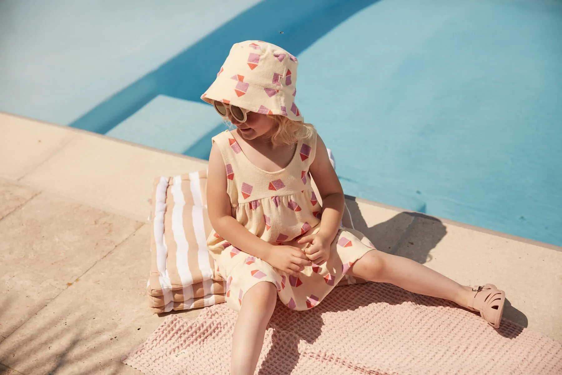The Bonnie Mob Girls Silky Terry Beach Hut Sun Dress in  Ivory