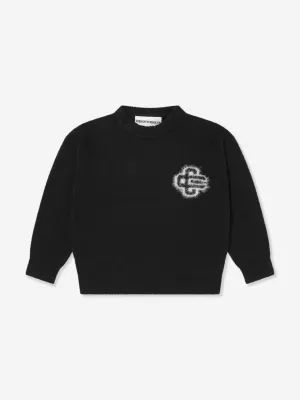 The Couture Club Kids Fluffy Knit Emblem Jumper in Black