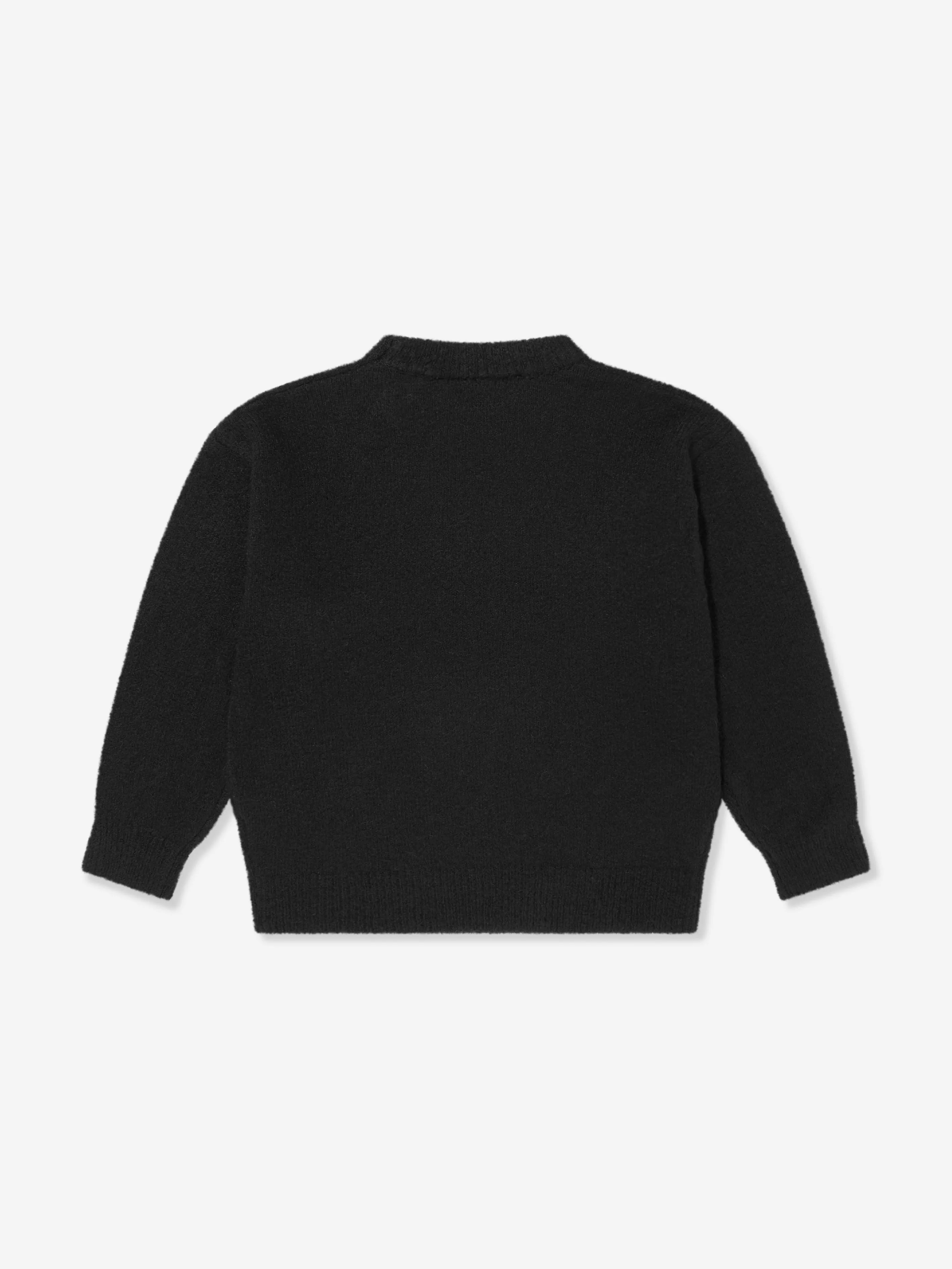 The Couture Club Kids Fluffy Knit Emblem Jumper in Black