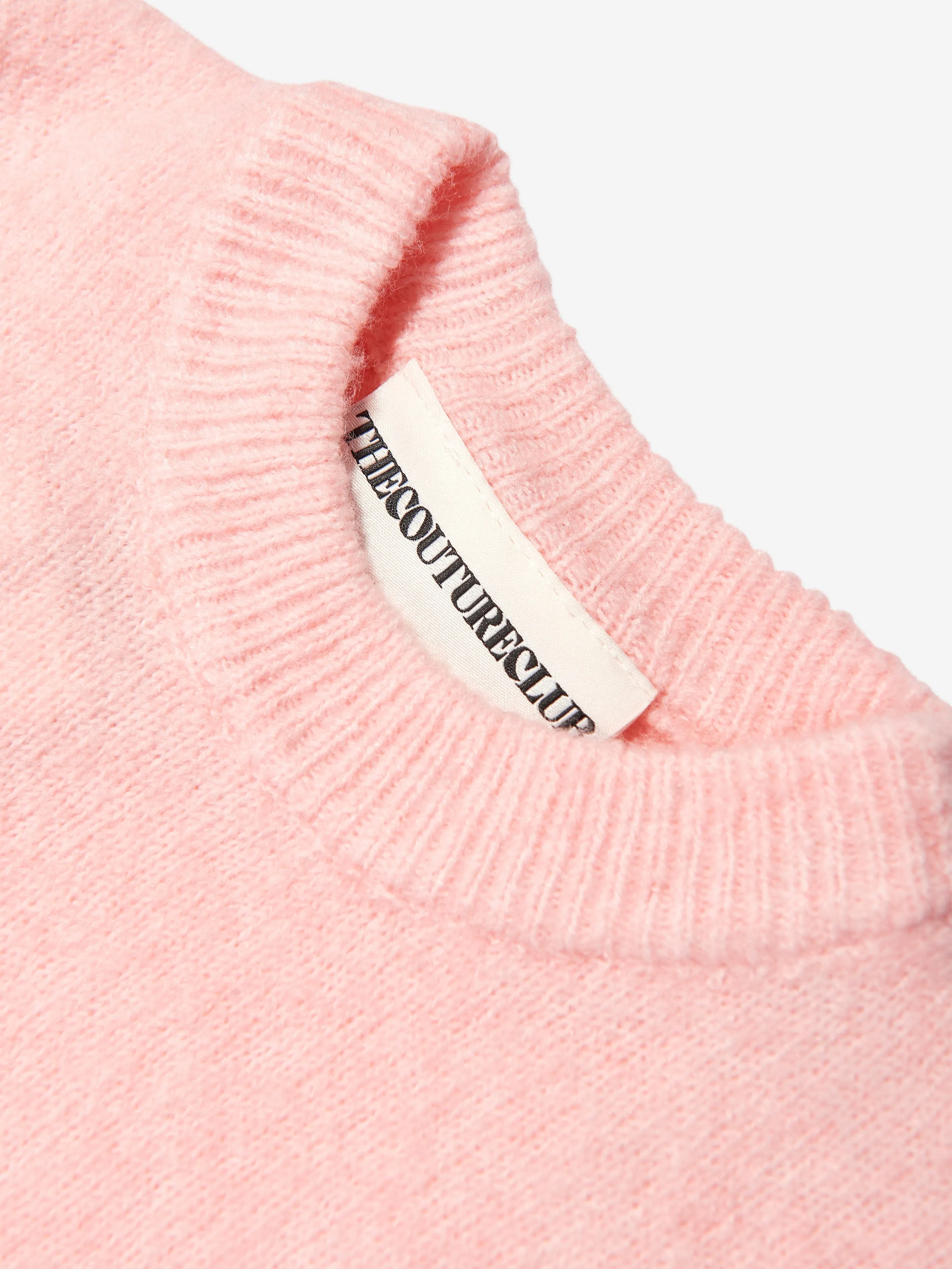 The Couture Club Kids Fluffy Knit Emblem Jumper in Pink