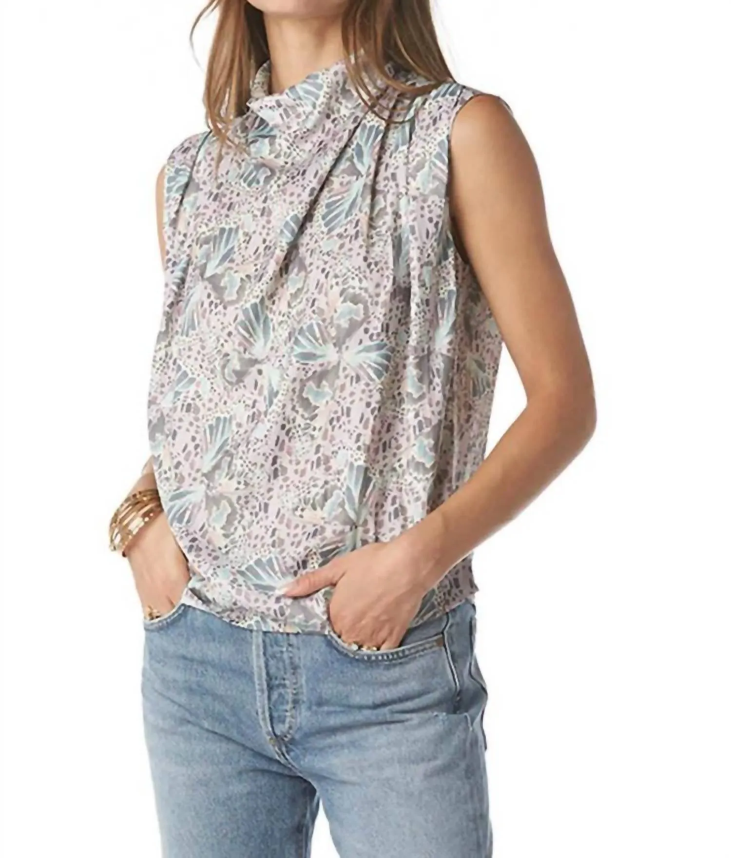 Tierney Top In Pebble Butterfly
