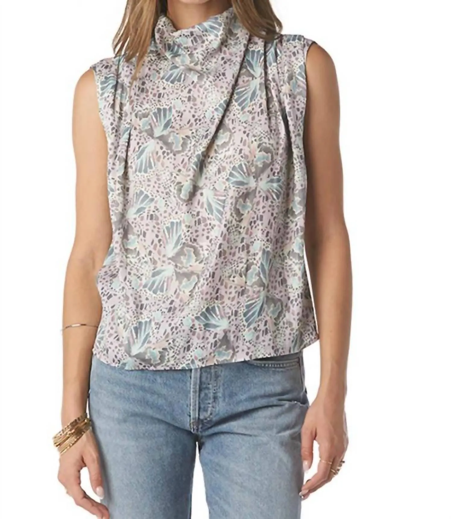 Tierney Top In Pebble Butterfly