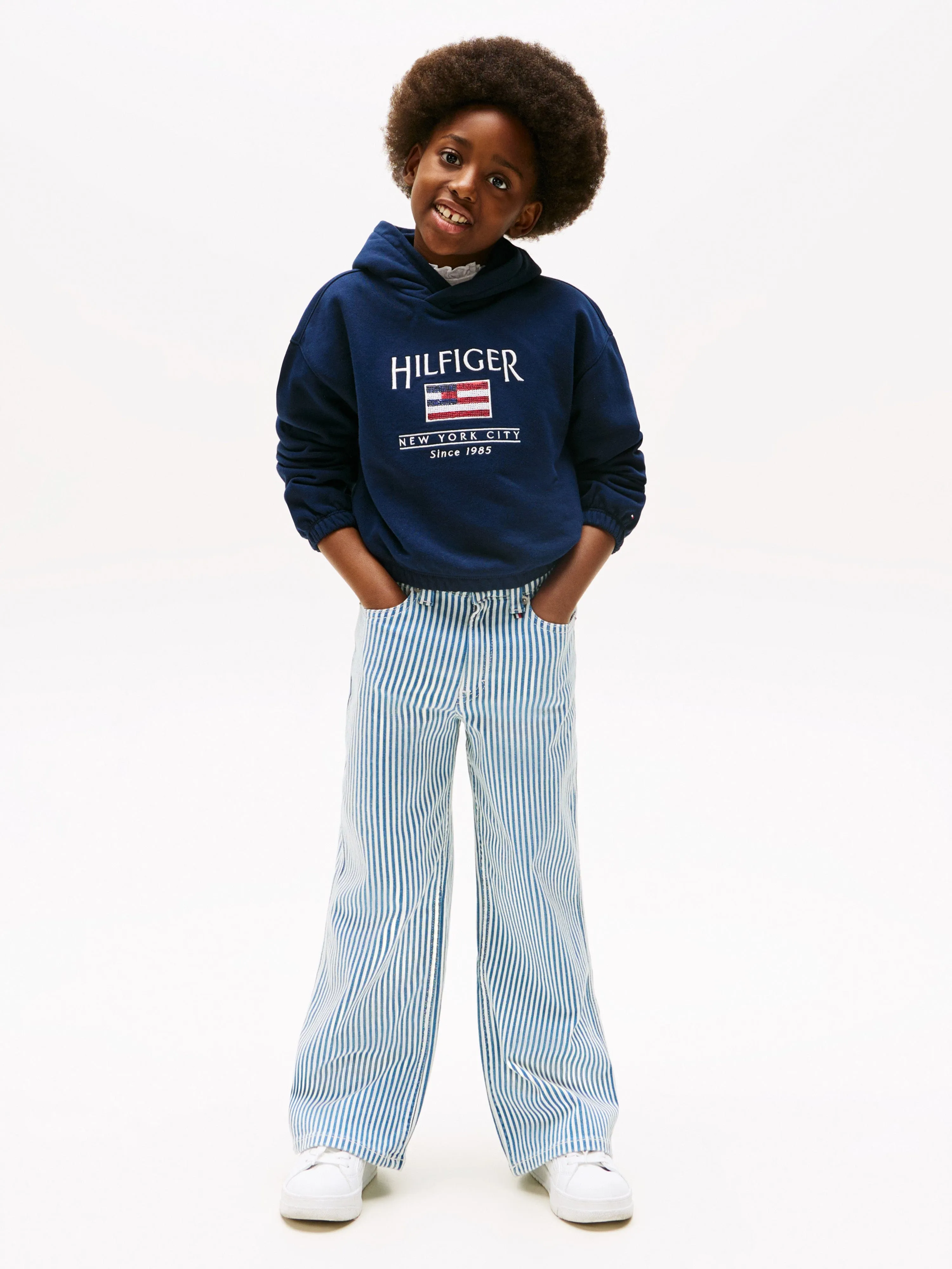 Tommy Hilfiger Girls Sequin Flag Hoodie in Navy