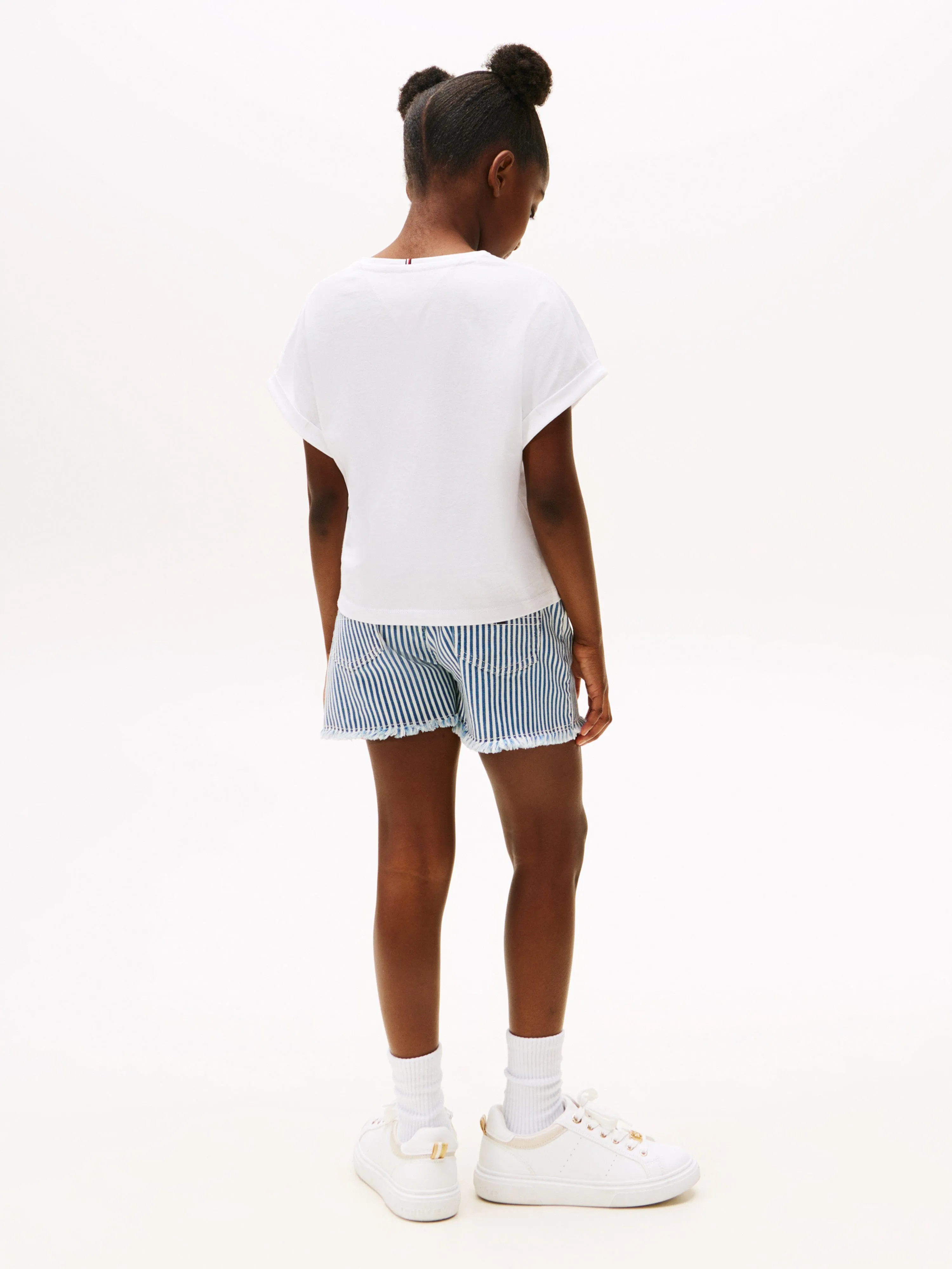 Tommy Hilfiger Girls Sequin Flag T-Shirt in White