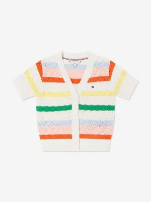 Tommy Hilfiger Girls Striped Crochet Cardigan in Multicolour