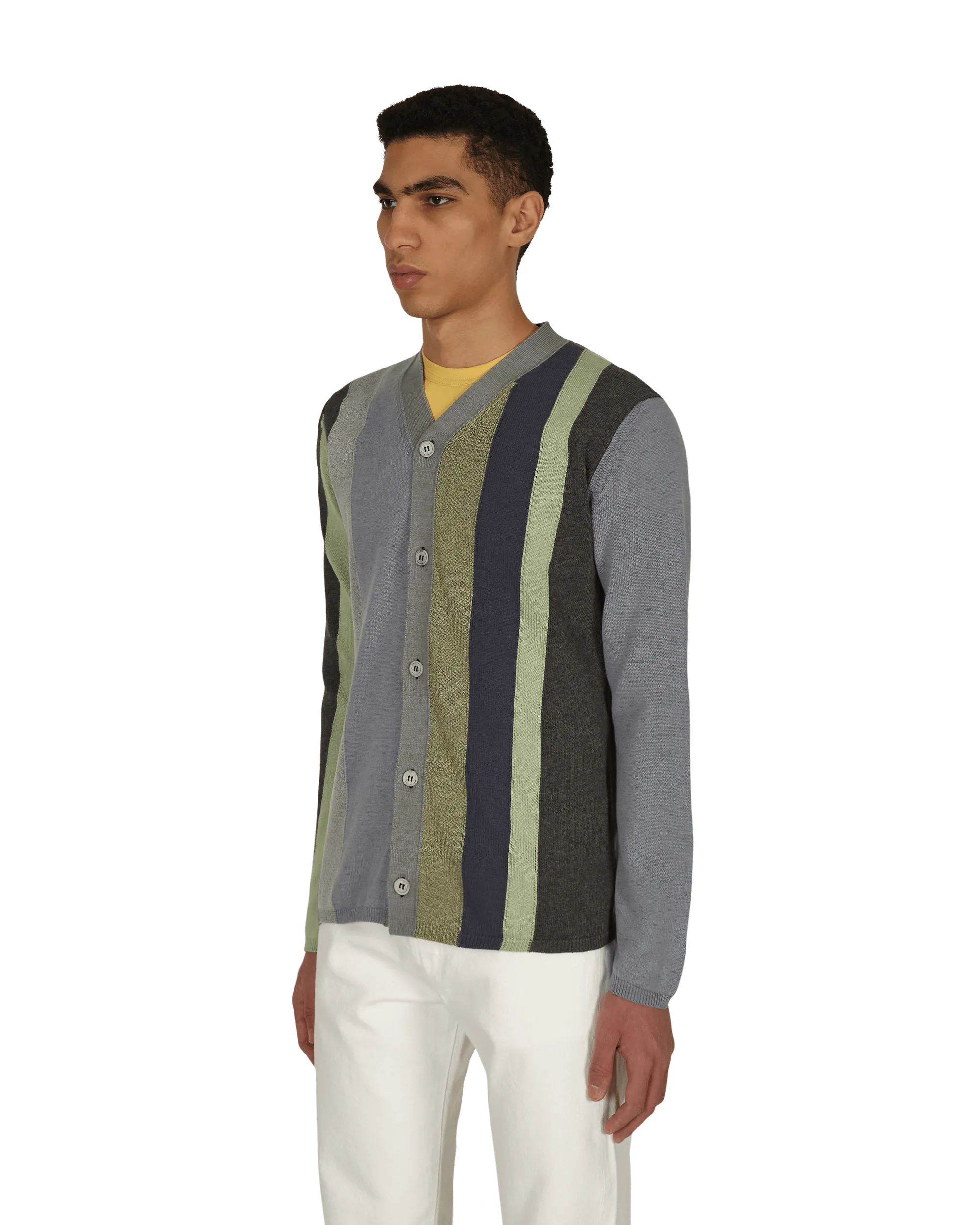 V-Neck Striped Cardigan Black